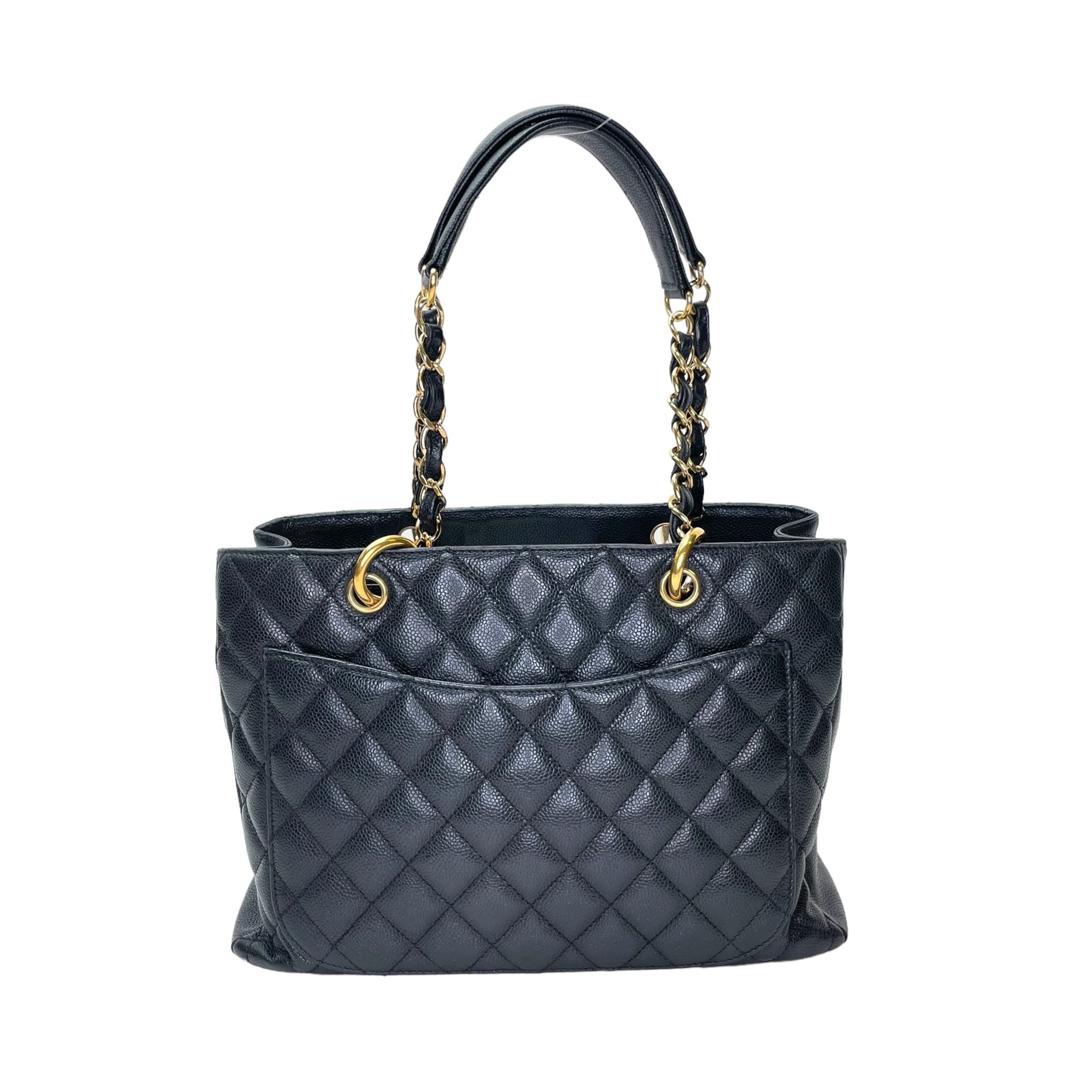 GST Grand Black Tote Bag in Caviar Leather, Gold hardware - Image 3