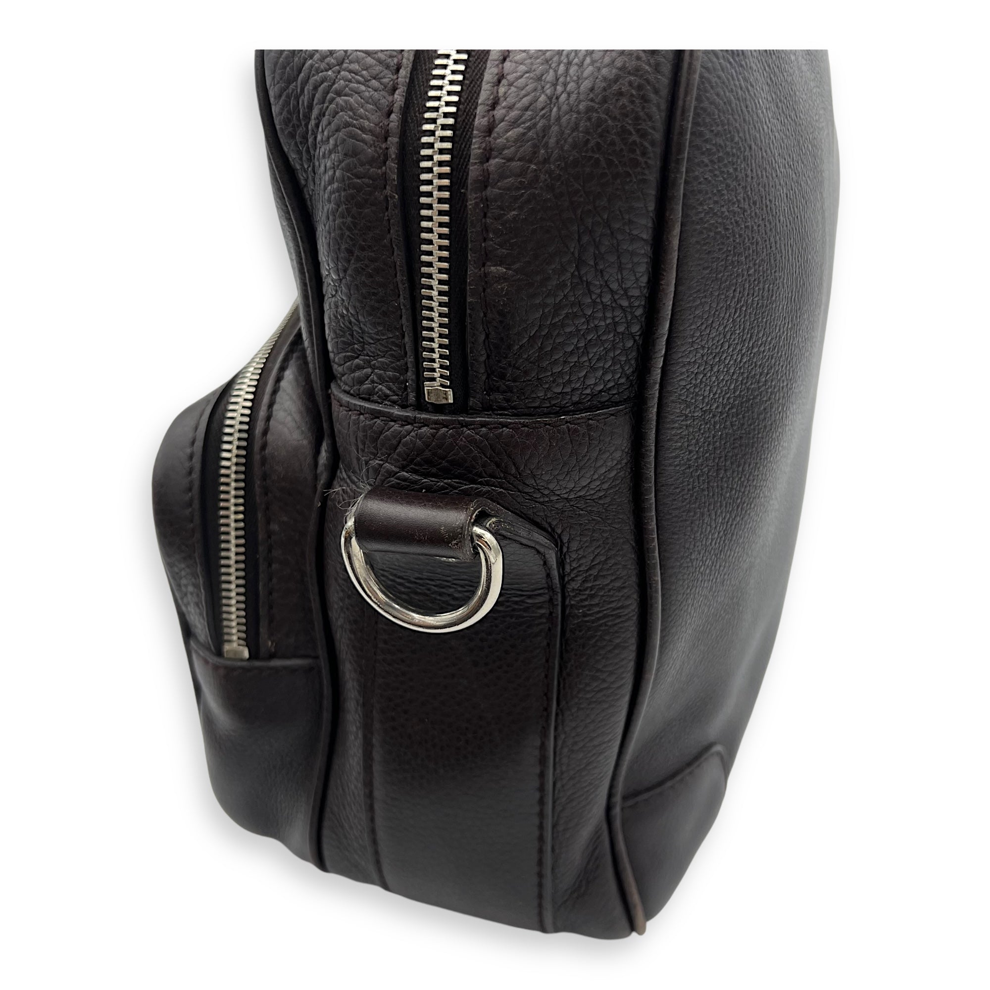 Classic Brown Messenger in Calfskin, Silver hardware - Image 17