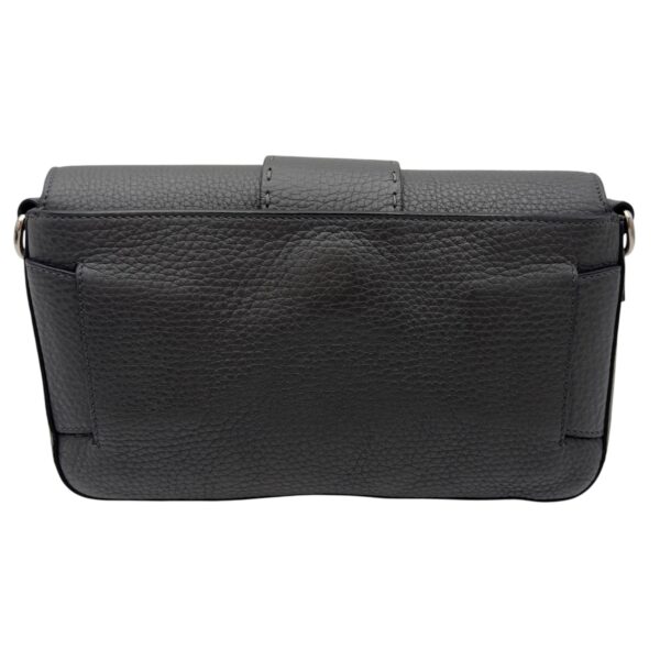 Baguette Crossbody Bag Small Grey in Calfskin, Silver hardware - Image 3