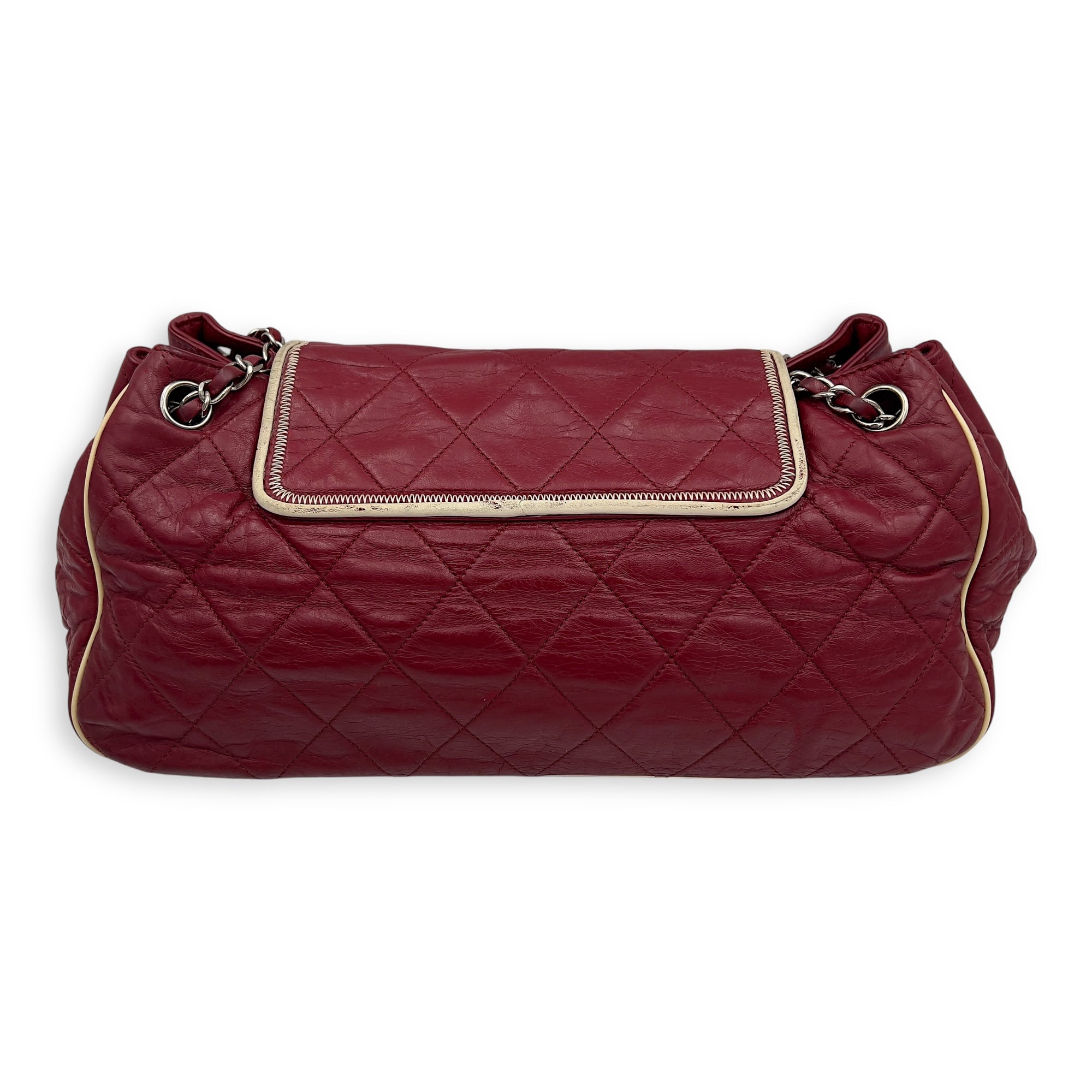 East West Shoulder Bag Red in Calfskin, Silver hardware - Image 3
