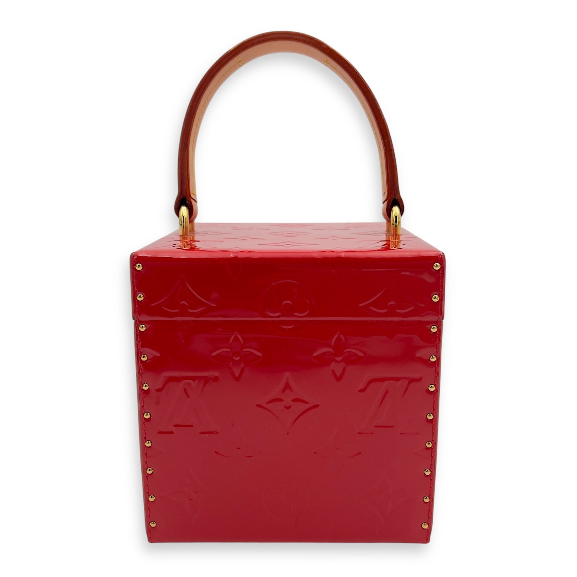 Bleecker Top Handle Bag Red in Vernis, Gold hardware - Image 5