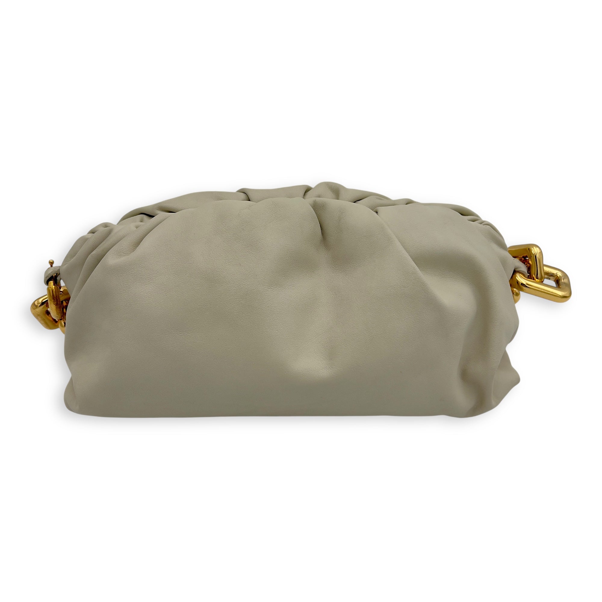 Chain Pouch Shoulder Bag Beige in Calfskin, Gold hardware - Image 3