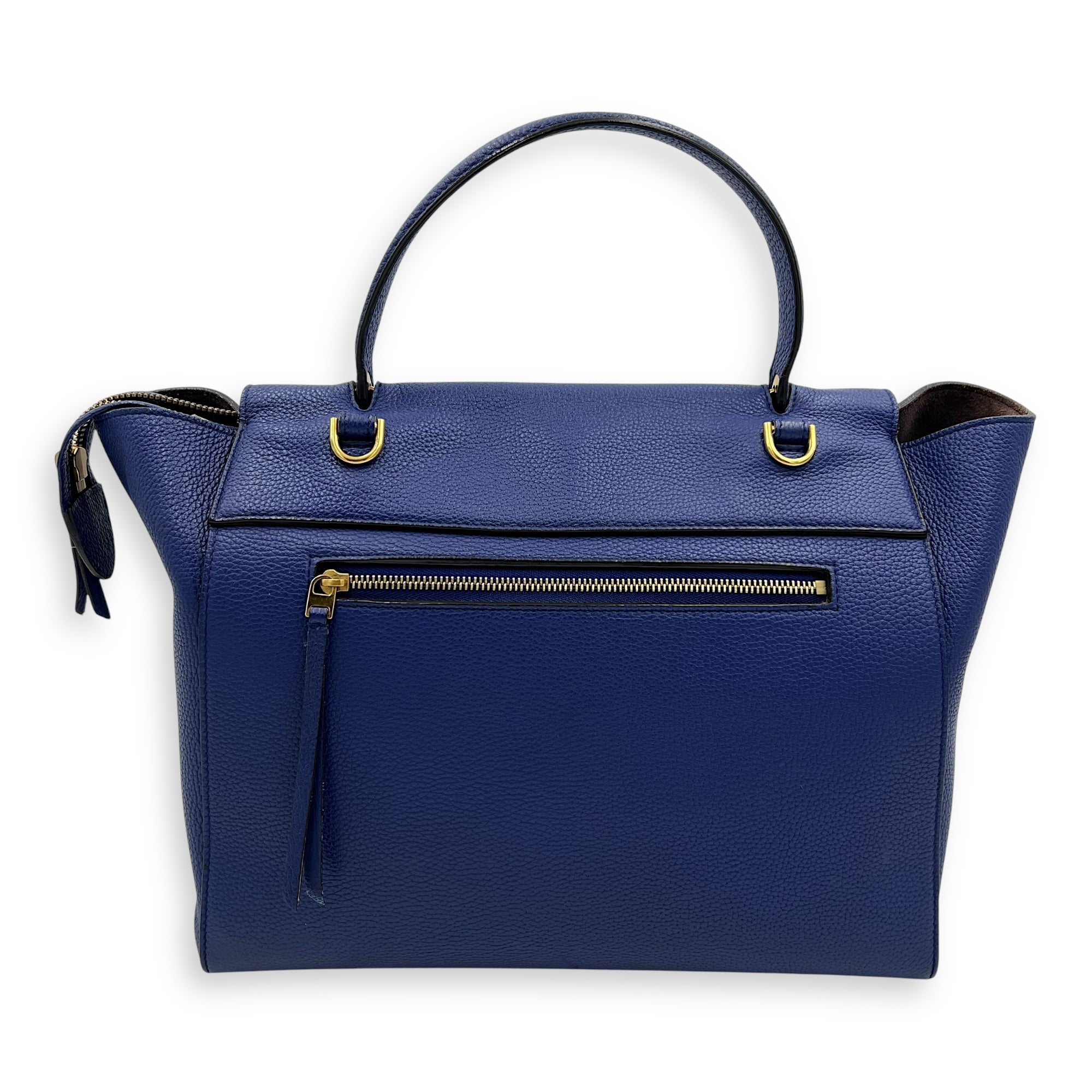 Belt Bag Mini Blue Top Handle Bag in Calfskin, Gold hardware - Image 12