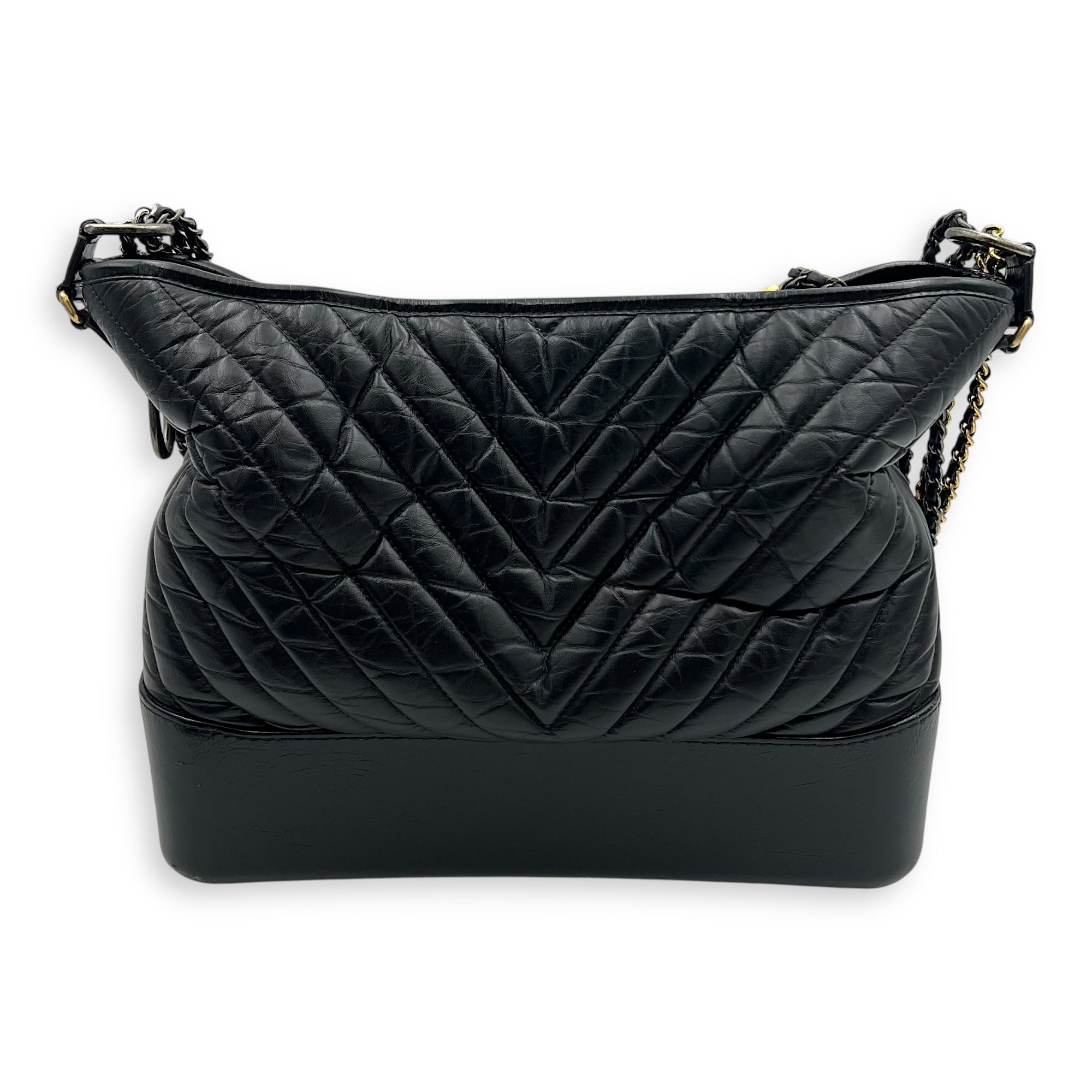 Gabrielle Shoulder Bag Large Black in Calfskin, Mixed hardware - Image 3