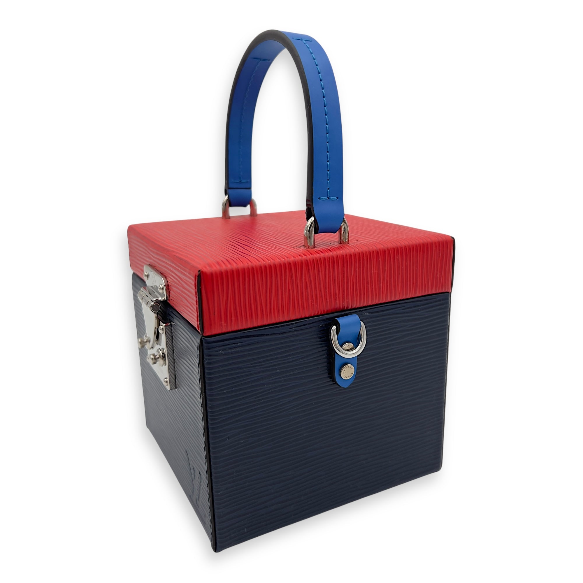 Bleecker Box Top Handle Bag Blue in Epi Leather, Silver hardware - Image 6