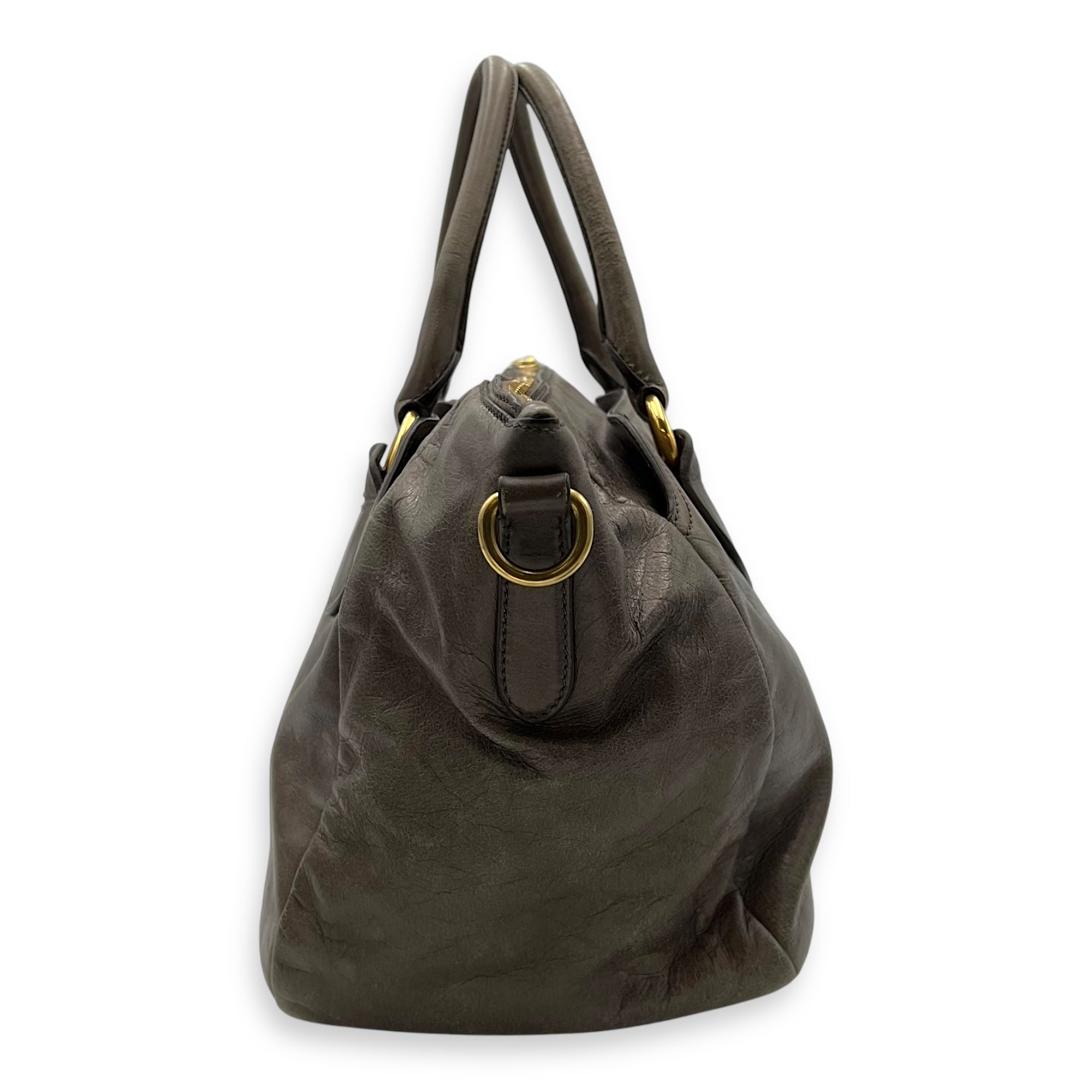 2 way bag Top Handle Bag Brown in Calfskin, Gold hardware - Image 4