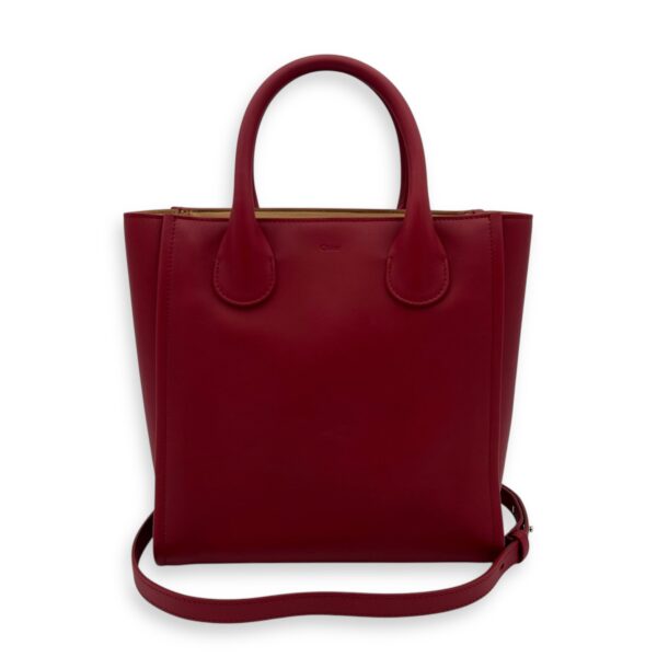 Joyce Red Top Handle Bag in Calfskin, Gold hardware - Image 9