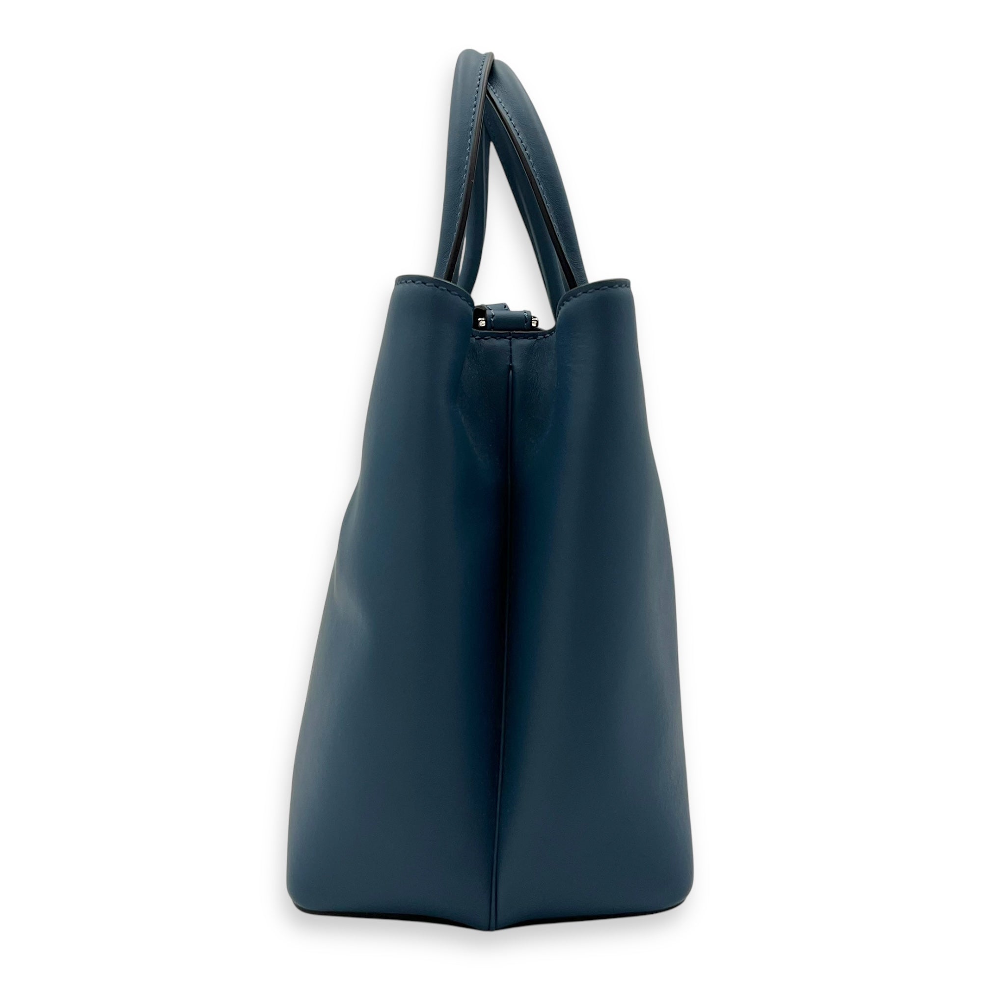 2Jours Top Handle Bag Blue in Calfskin, Silver hardware - Image 4