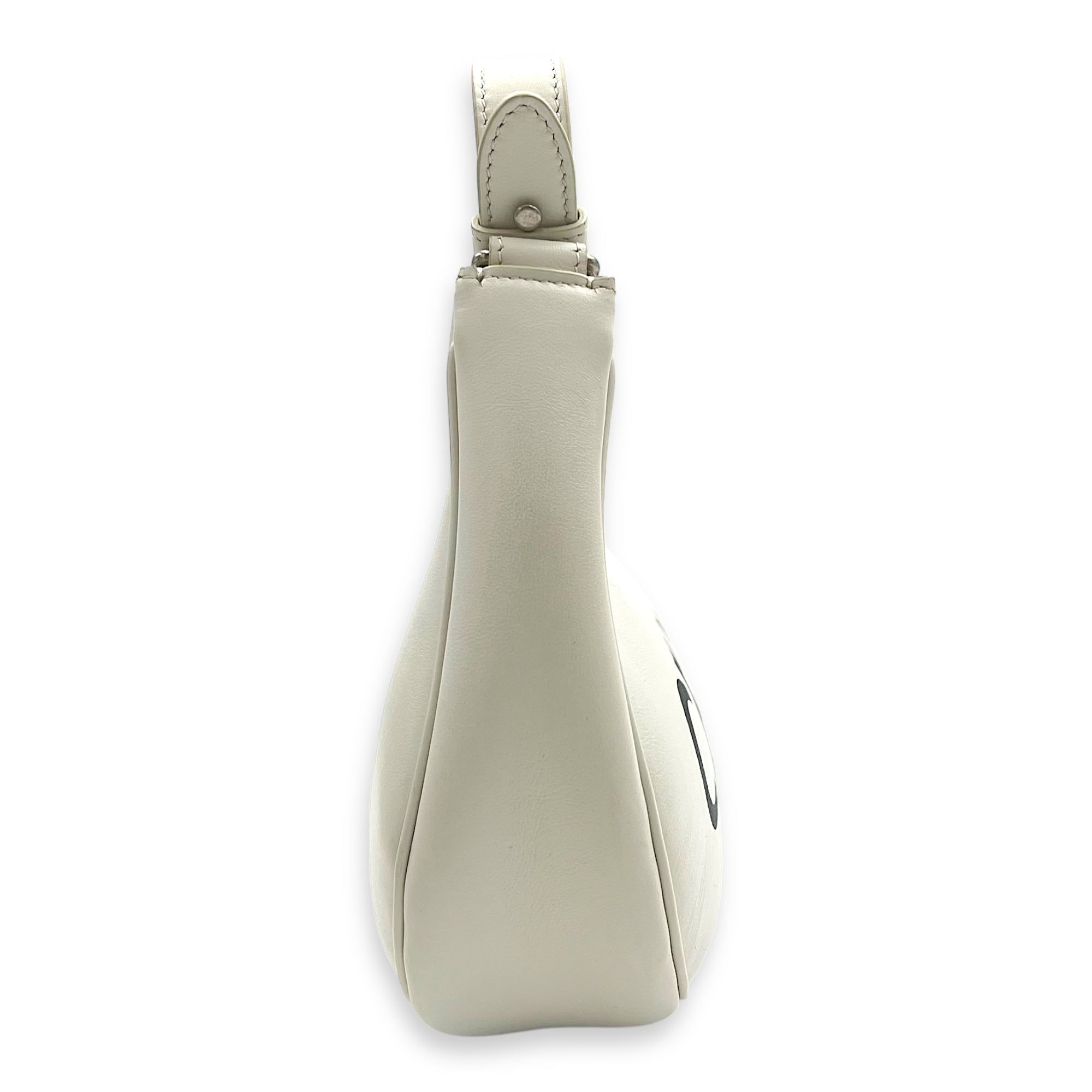 Ava Shoulder Bag White in Calfskin, Silver hardware - Image 4