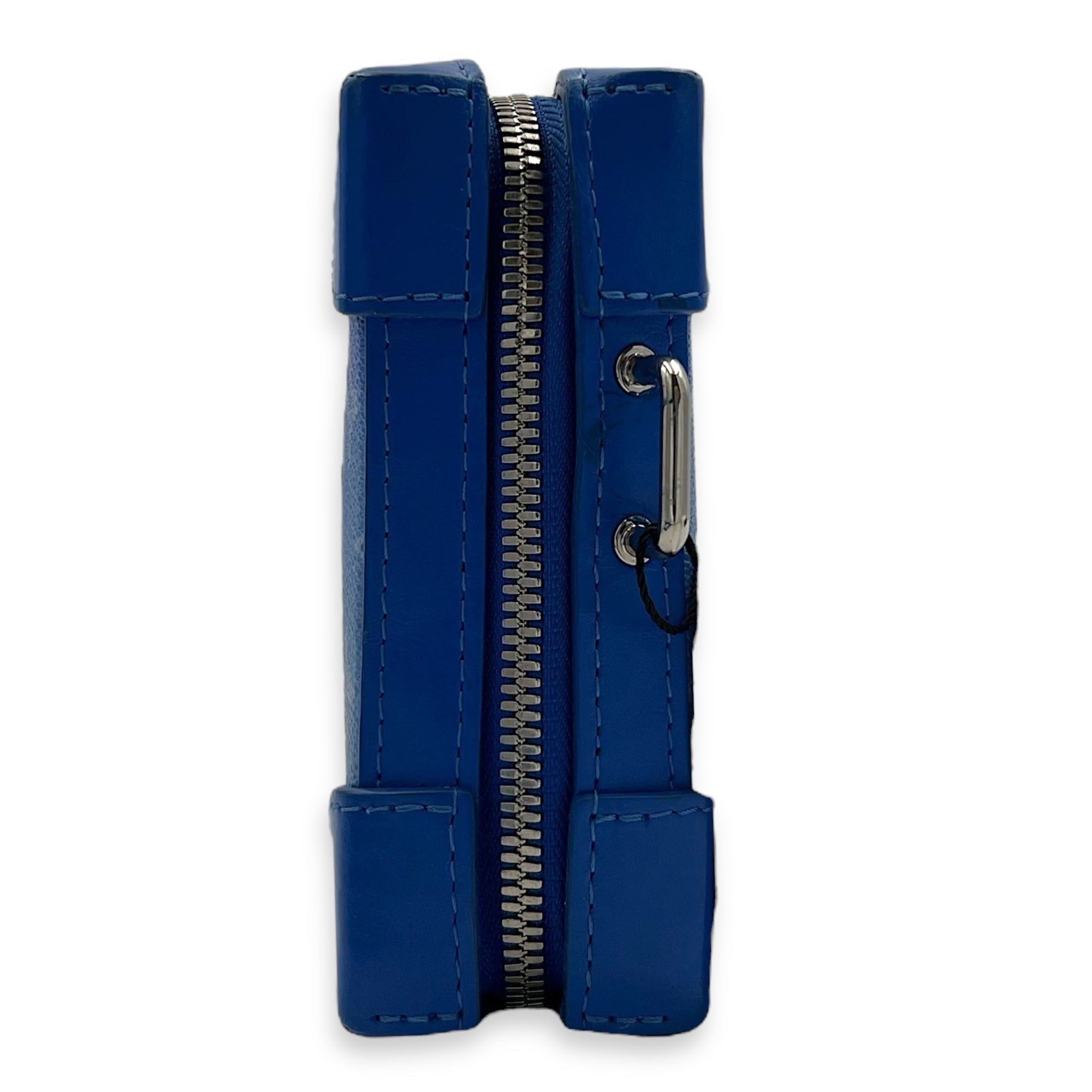 Clouds Soft Trunk Wallet Crossbody Bag Blue in Coated Canvas, Silver hardware - Image 4