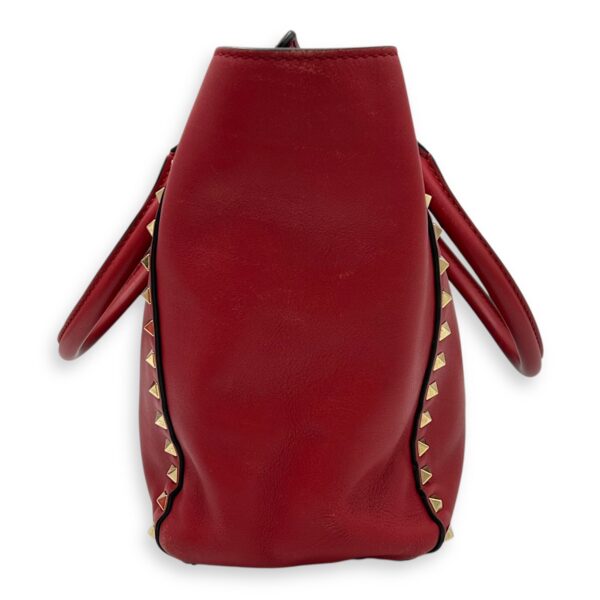 Rockstud Top Handle Bag Red in Calfskin, Gold hardware - Image 5