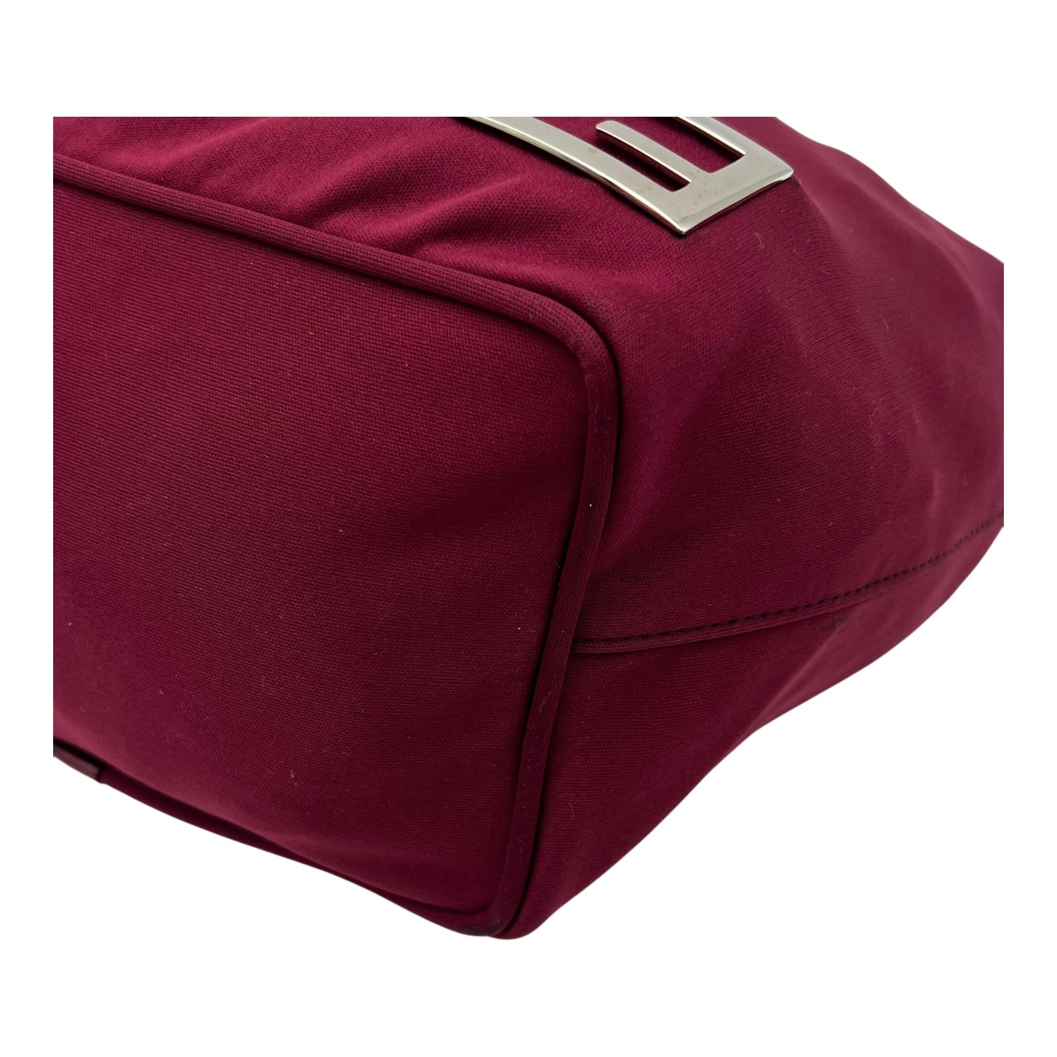 Baguette Shoulder Bag Red in Canvas, Silver hardware - Image 13