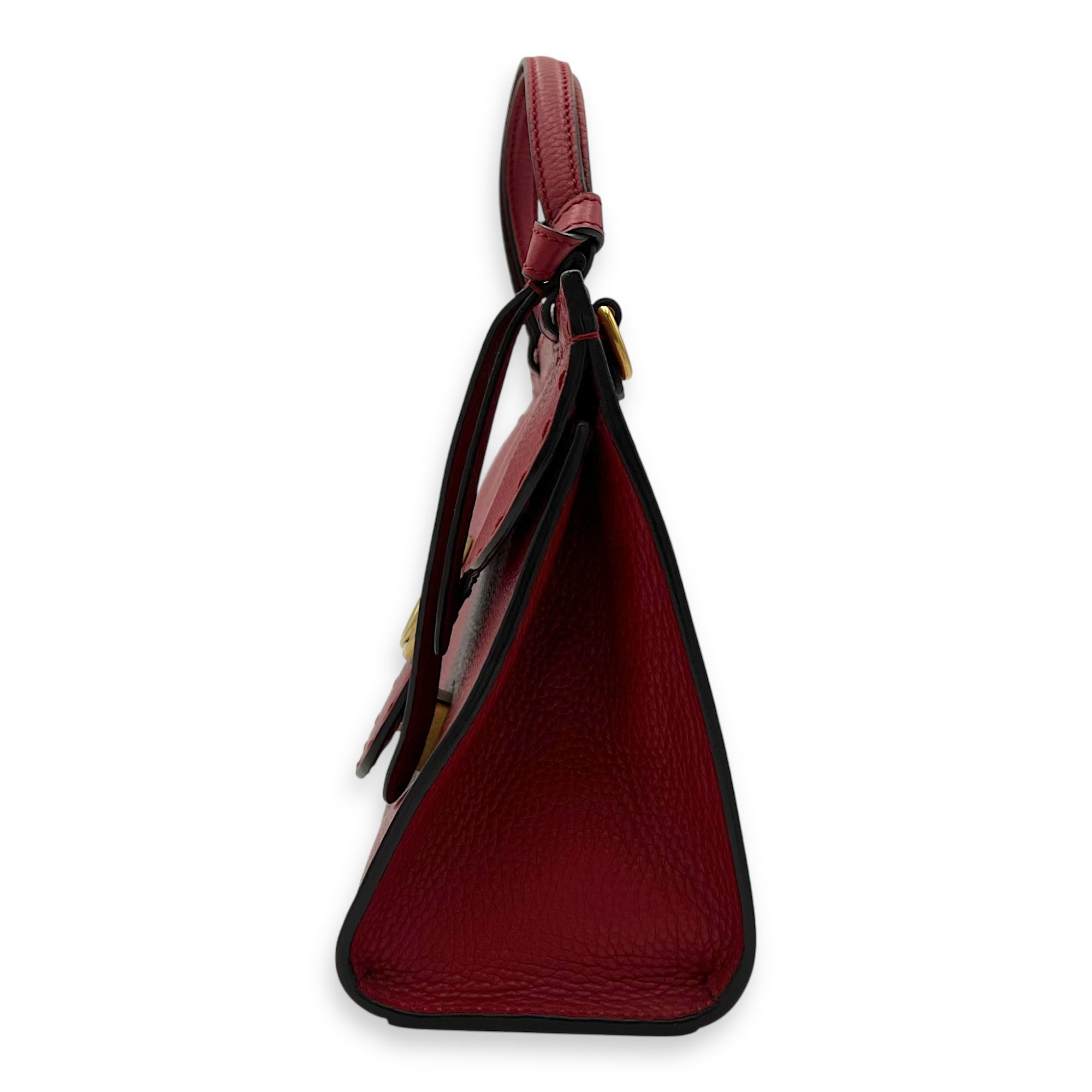 GG Marmont Top Handle Bag Red in Calfskin, Gold hardware - Image 5