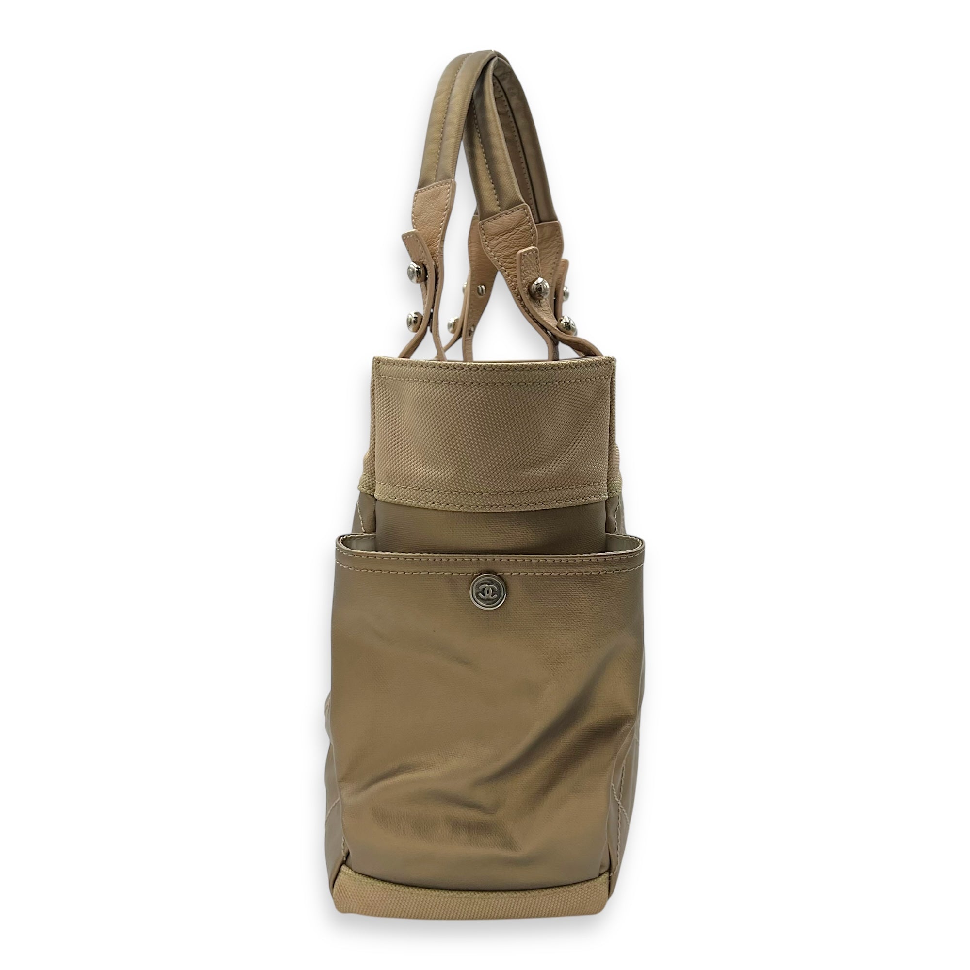 Paris Biarritz Tote Bag Large Brown in Coated Canvas, Silver hardware - Image 5