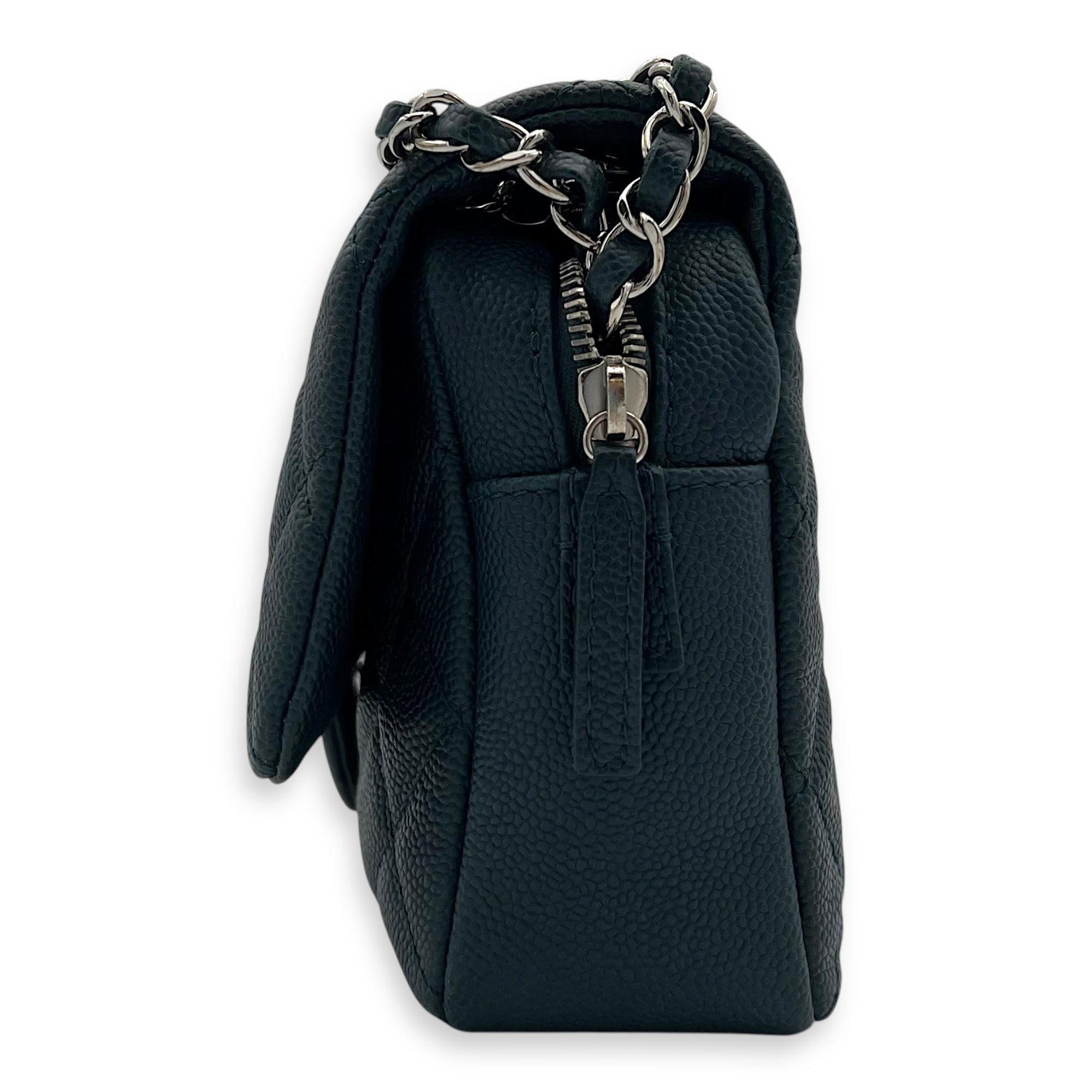 CC Shoulder Bag Blue in Caviar Leather, Silver hardware - Image 5