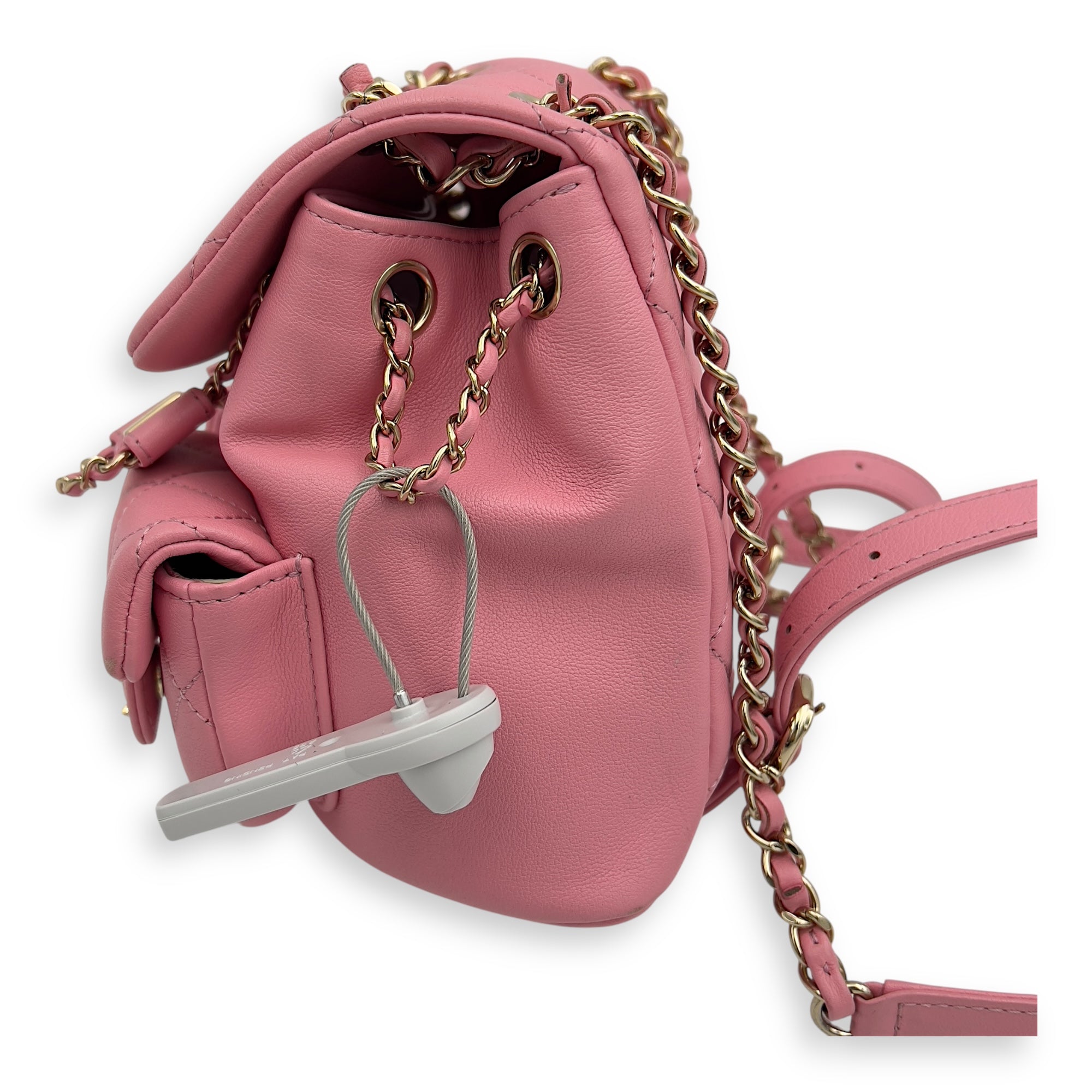 Duma Pink Backpack in Calfskin, Gold hardware - Image 3