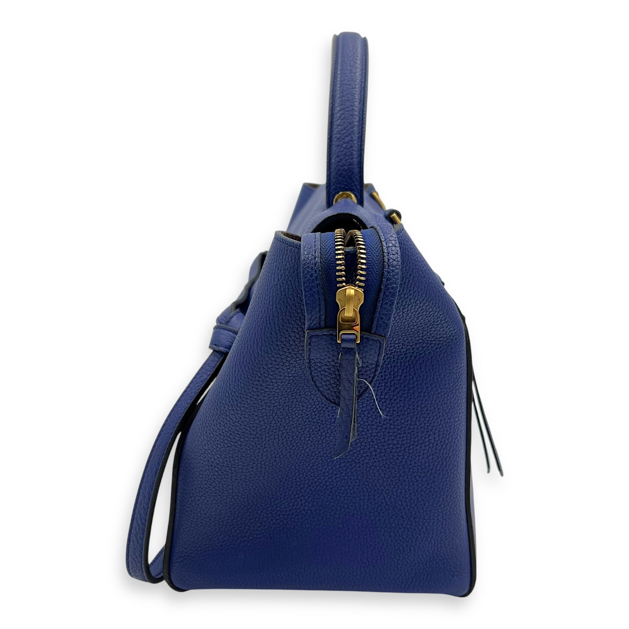 Belt Bag Mini Blue Top Handle Bag in Calfskin, Gold hardware - Image 14