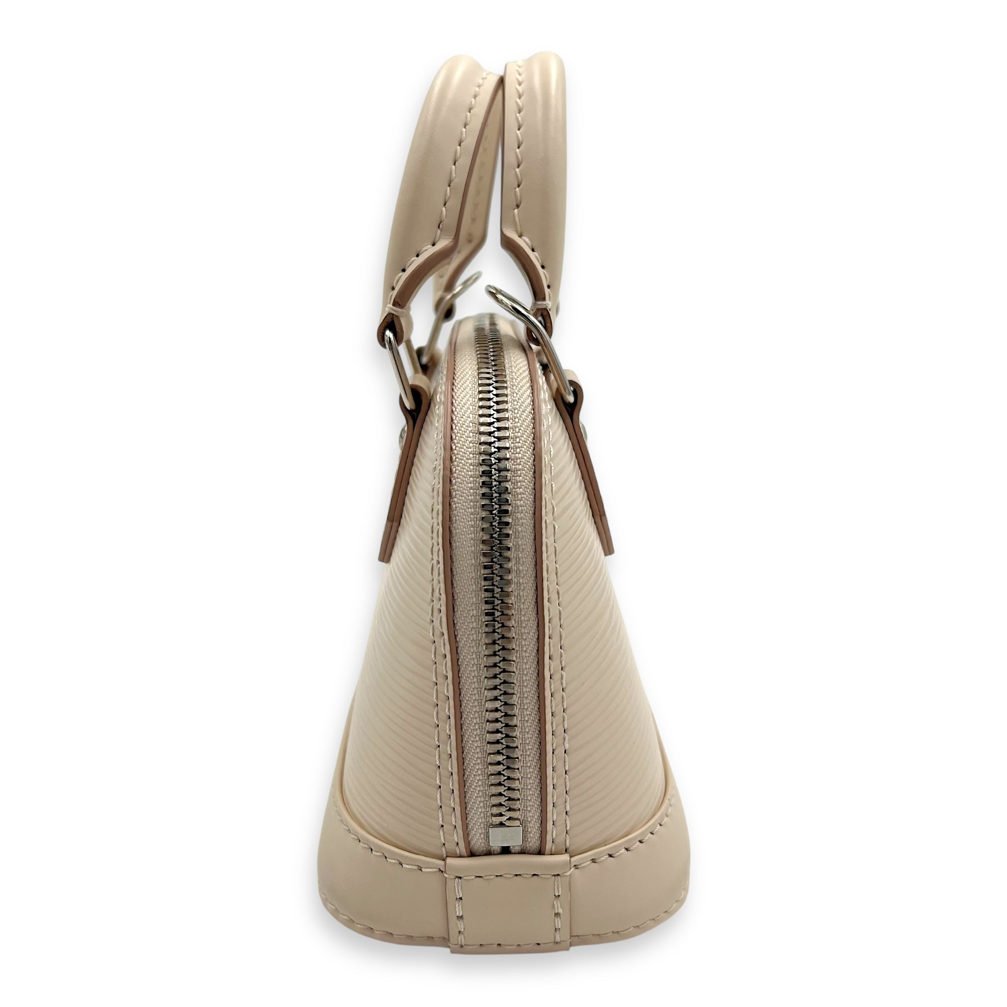 Alma Top Handle Bag Nano White in Epi Leather, Silver hardware - Image 8