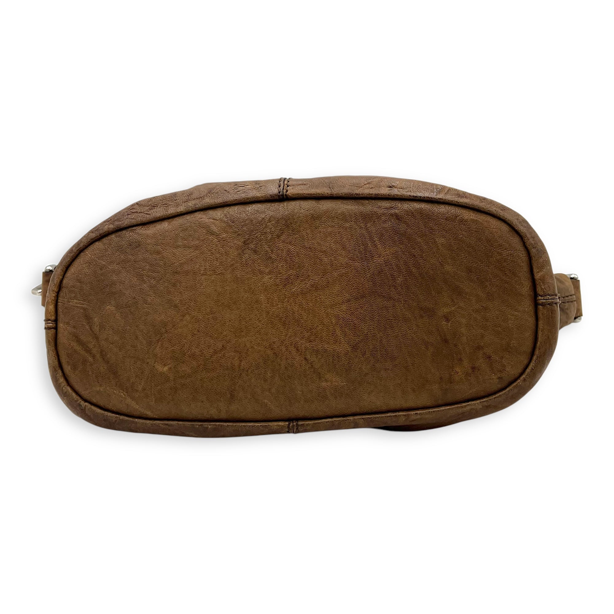 Nightingale Small Brown Top Handle Bag in Distressed Leather, Silver hardware - Image 6