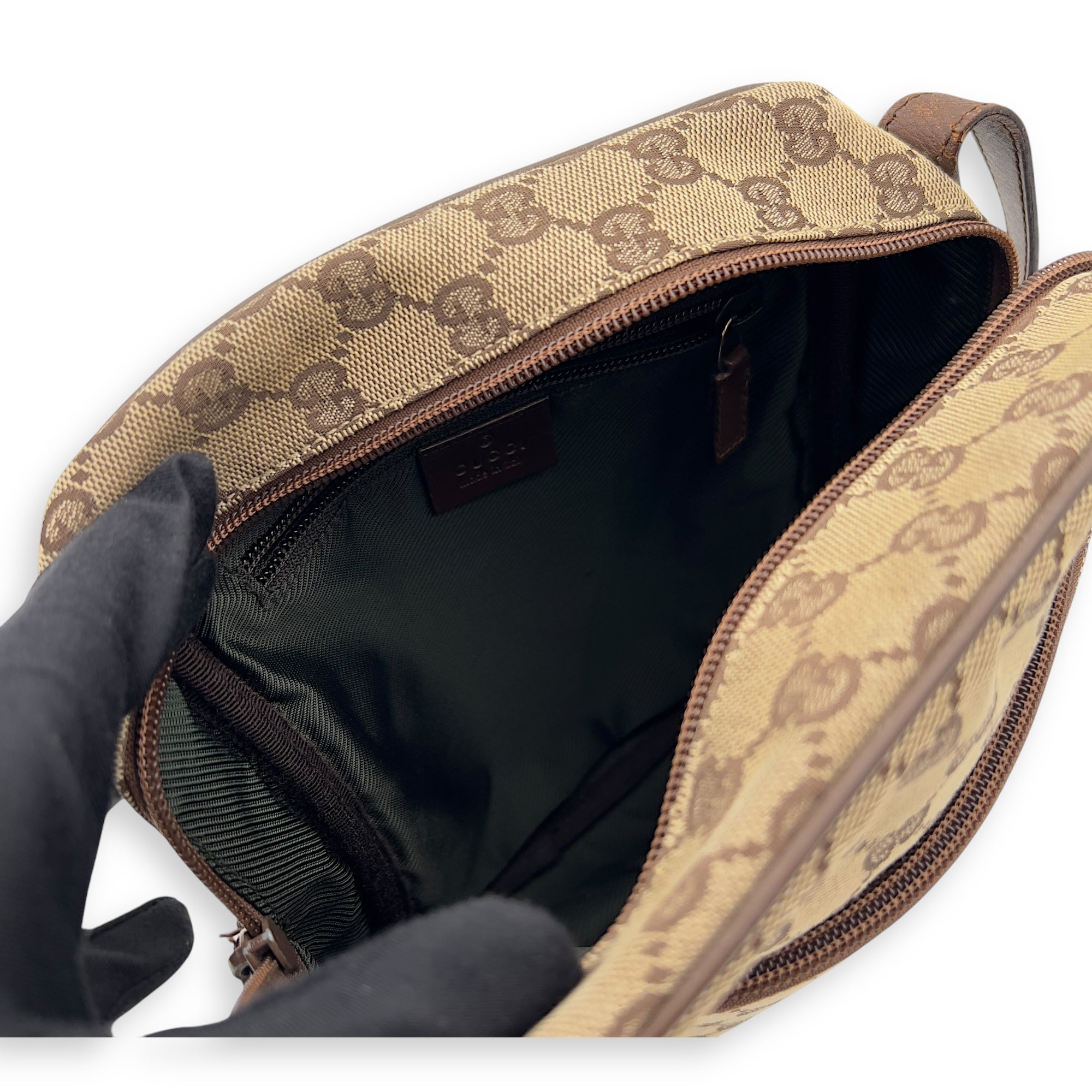 GG Crossbody Bag Brown in Canvas, Gold hardware - Image 5