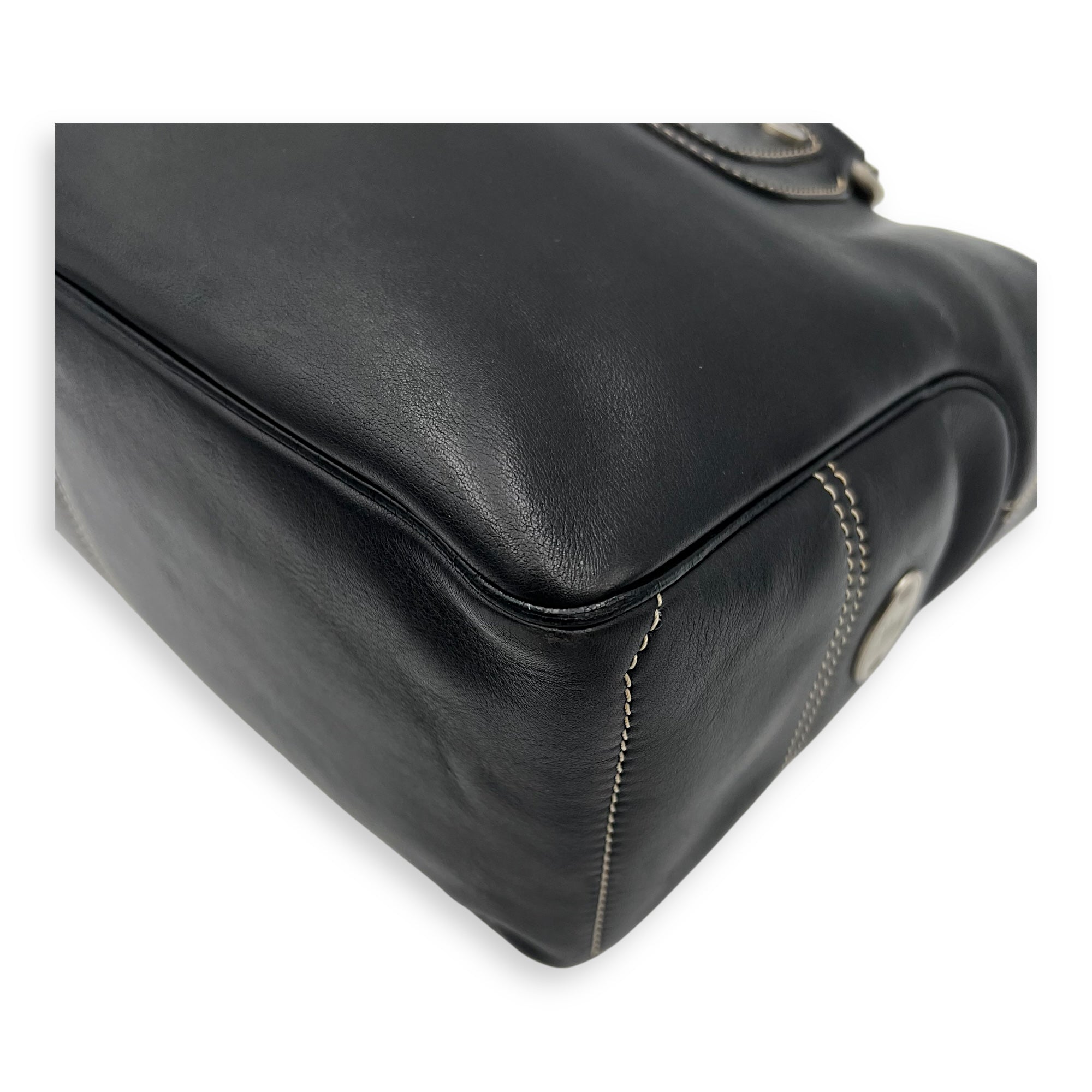 Boogie Black Top Handle Bag in Calfskin, Silver hardware - Image 11