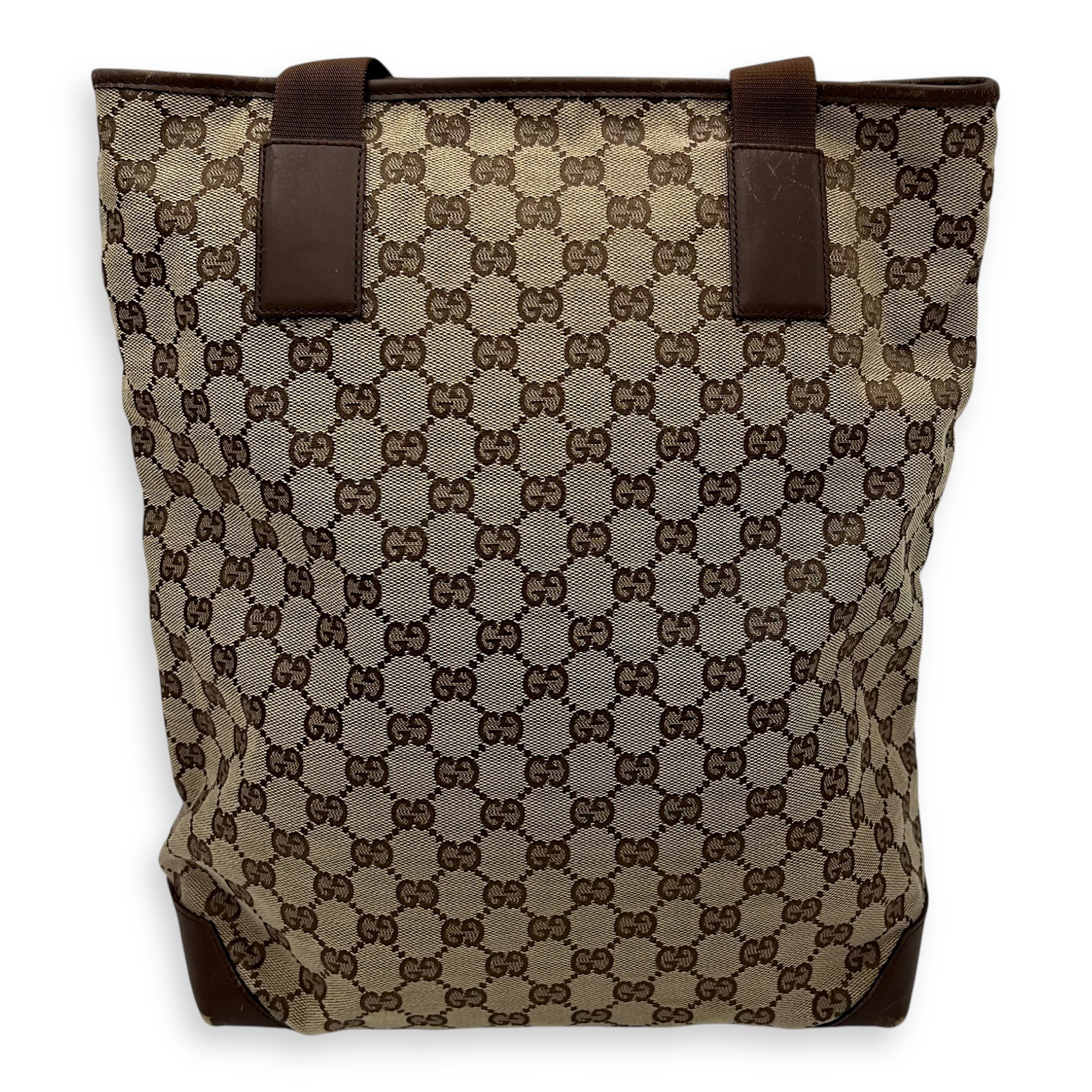 Vintage Tote Bag Brown in Coated Canvas, Silver hardware - Image 3