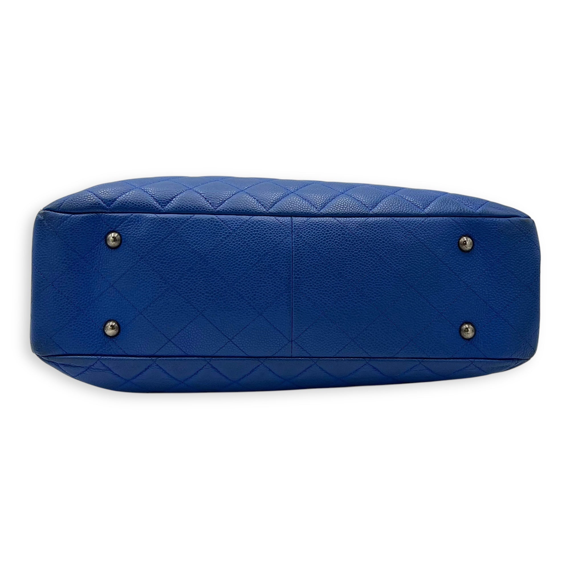 CC Quilted Blue Tote Bag in Caviar Leather, Ruthenium hardware - Image 6