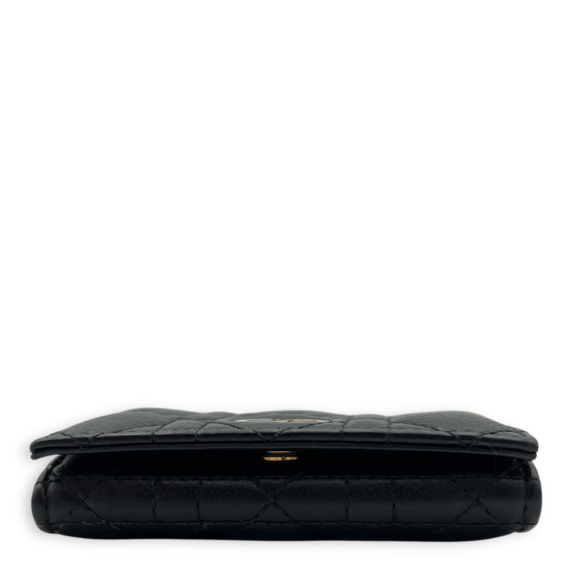 Cannage Card Holder Black in Calfskin, Gold hardware - Image 6