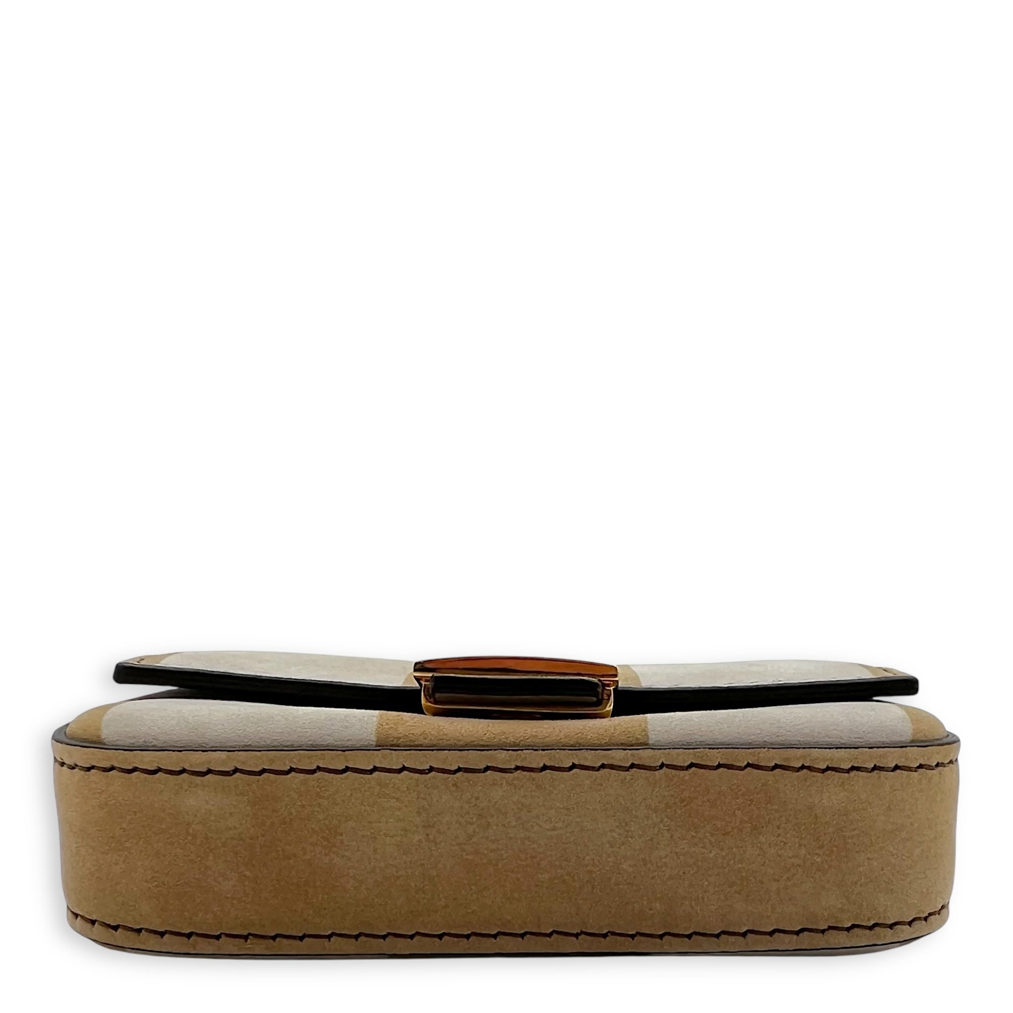 Baguette Nano Brown Crossbody Bag in Suede Leather, Gold hardware - Image 6