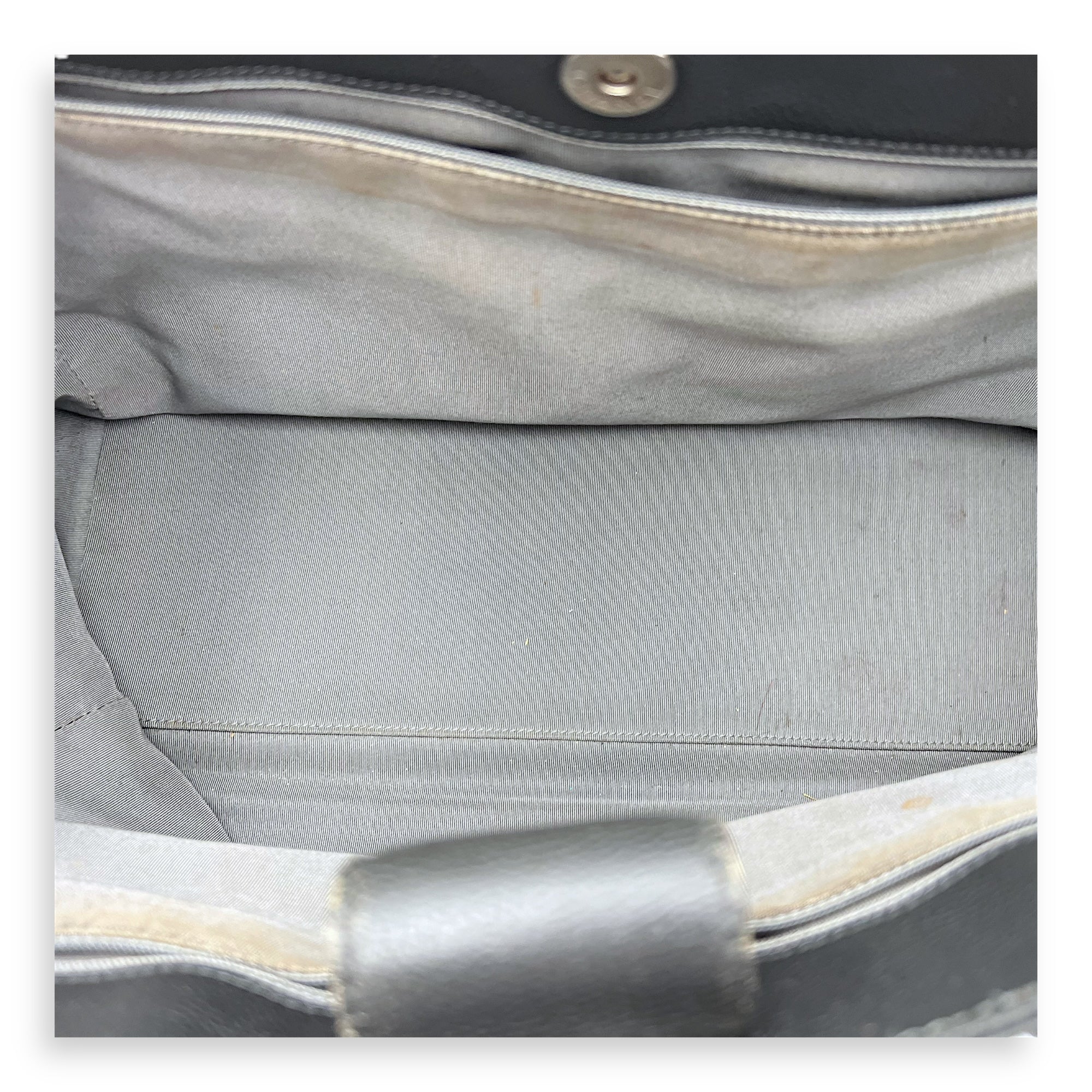 Executive Perf Top Handle Bag Grey in Calfskin, Silver hardware - Image 7