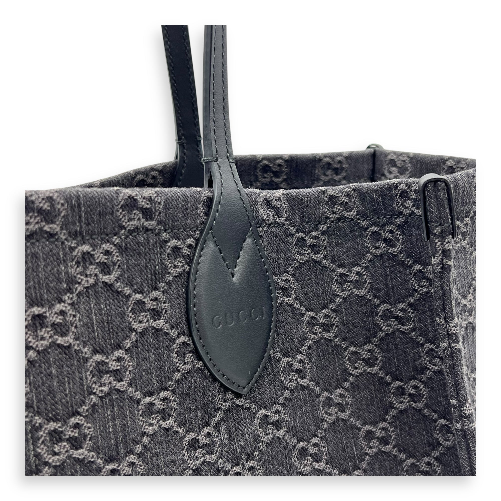 Ophidia Large Grey Tote Bag in Denim - Image 7