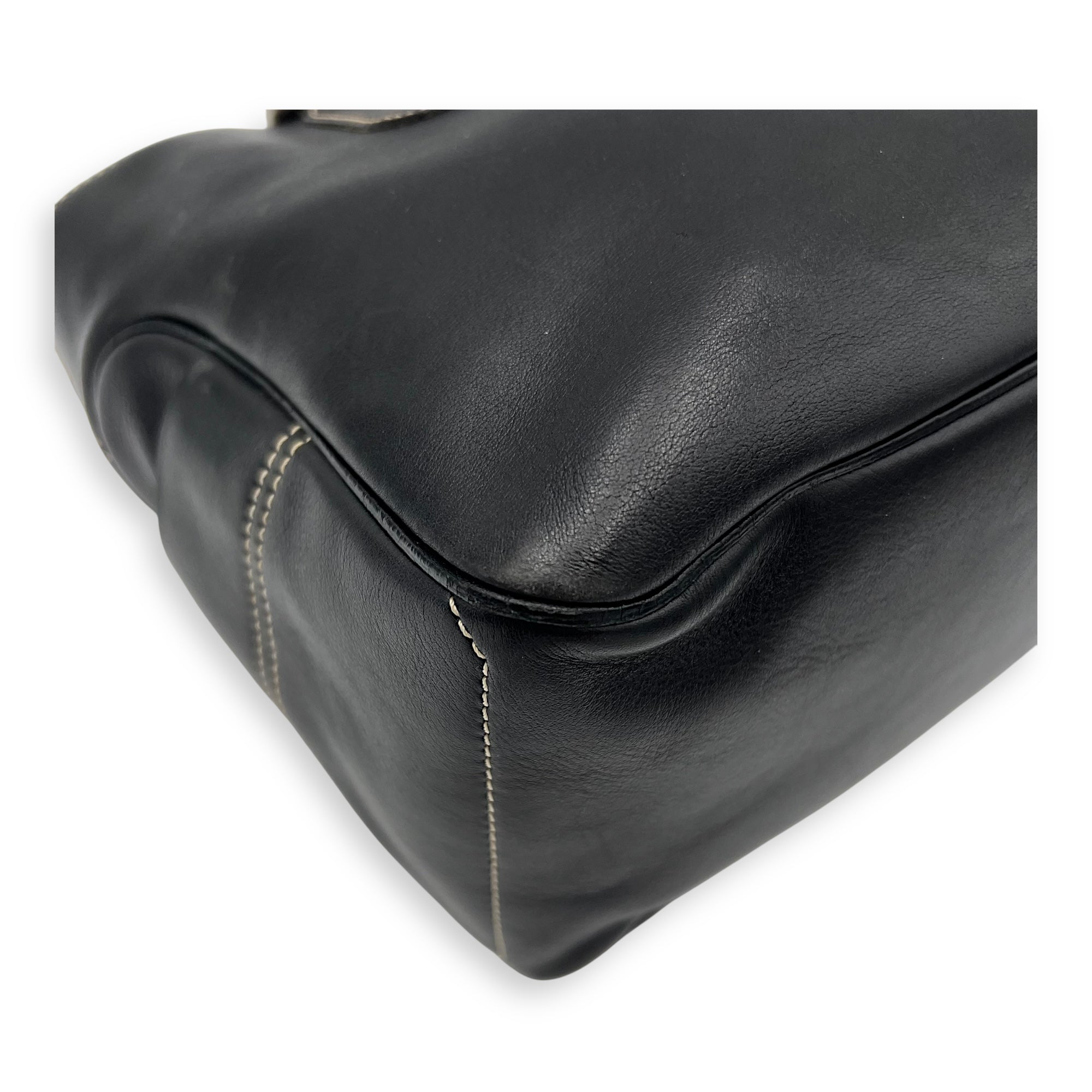 Boogie Black Top Handle Bag in Calfskin, Silver hardware - Image 10