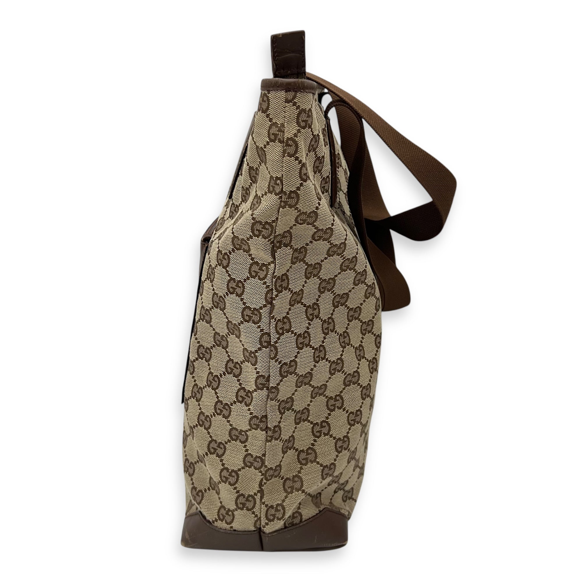 Vintage Tote Bag Brown in Coated Canvas, Silver hardware - Image 5