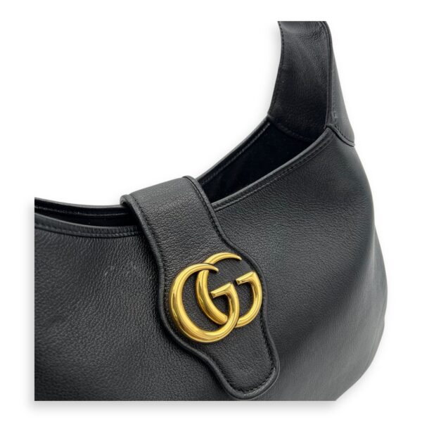 Aphrodite Shoulder Bag Medium Black in Calfskin, Gold hardware - Image 7