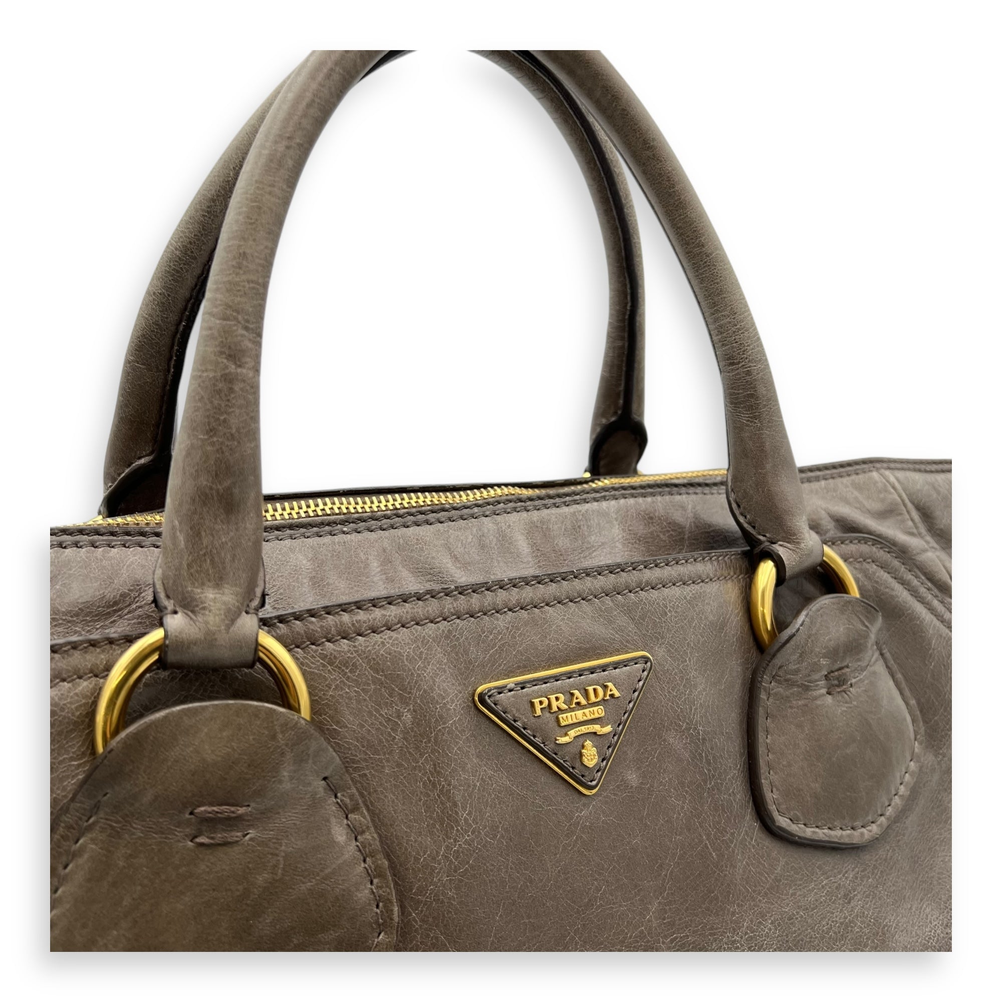 2 way bag Top Handle Bag Brown in Calfskin, Gold hardware - Image 7