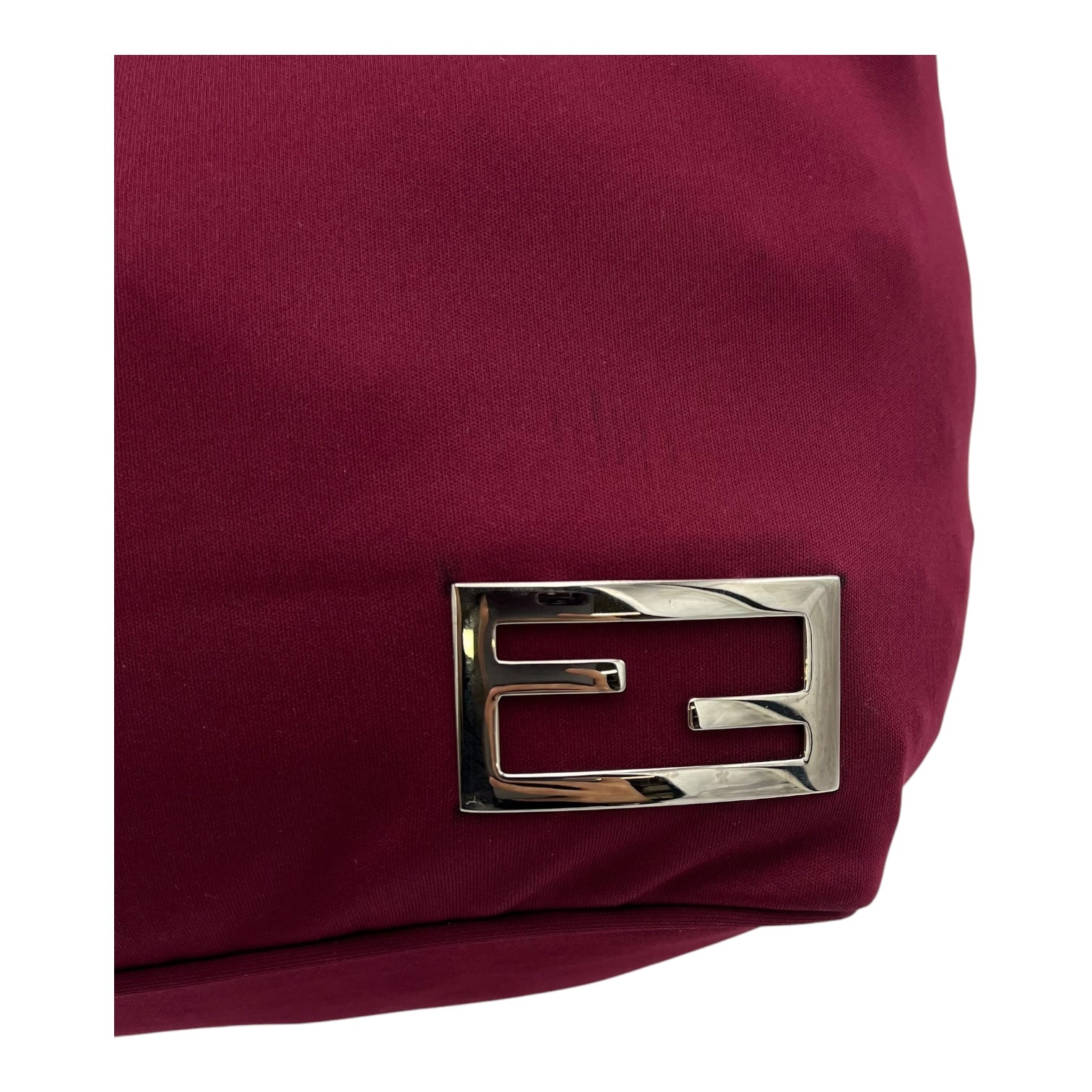 Baguette Shoulder Bag Red in Canvas, Silver hardware - Image 11