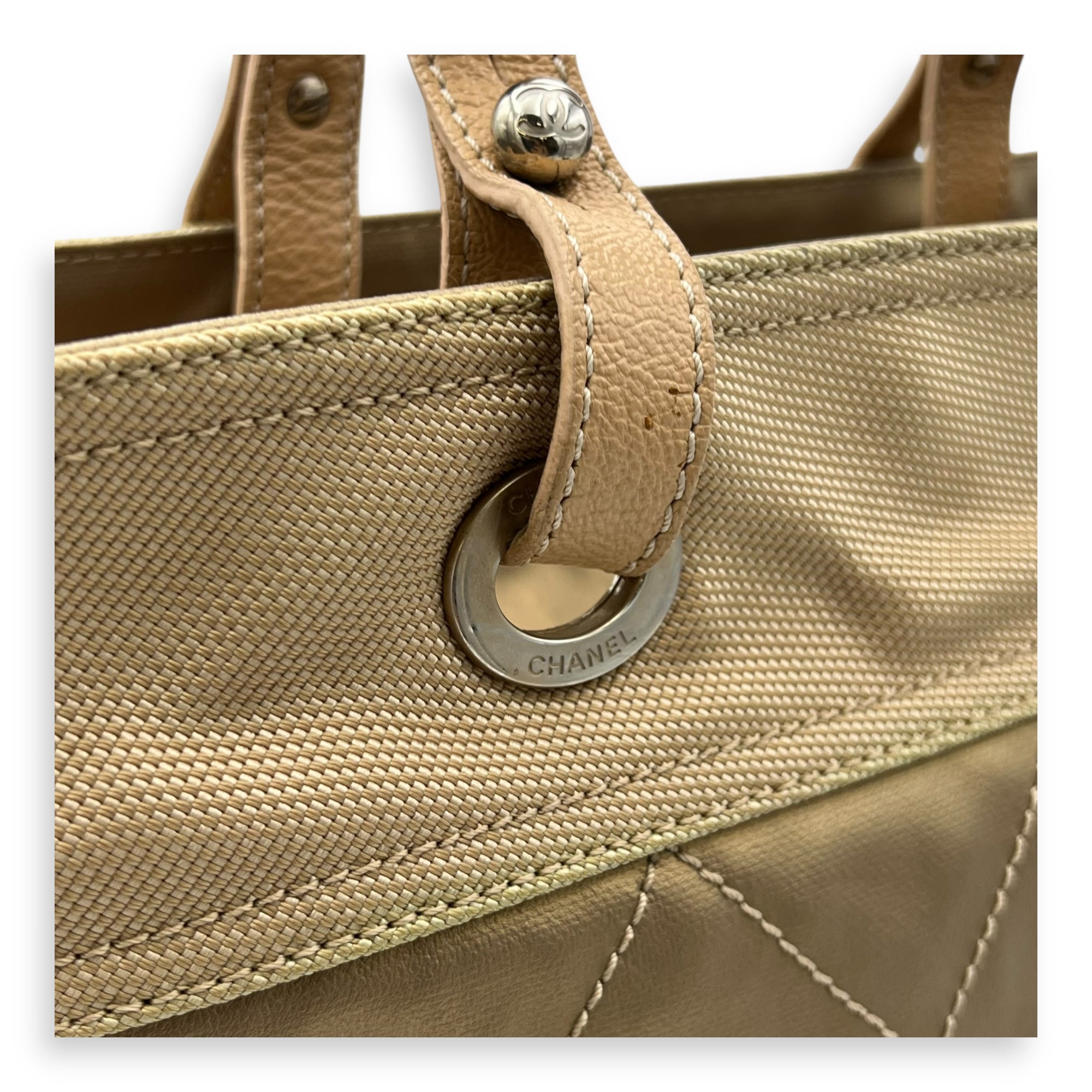 Paris Biarritz Tote Bag Large Brown in Coated Canvas, Silver hardware - Image 8