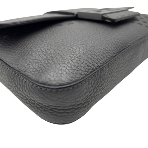 Baguette Crossbody Bag Small Grey in Calfskin, Silver hardware - Image 6