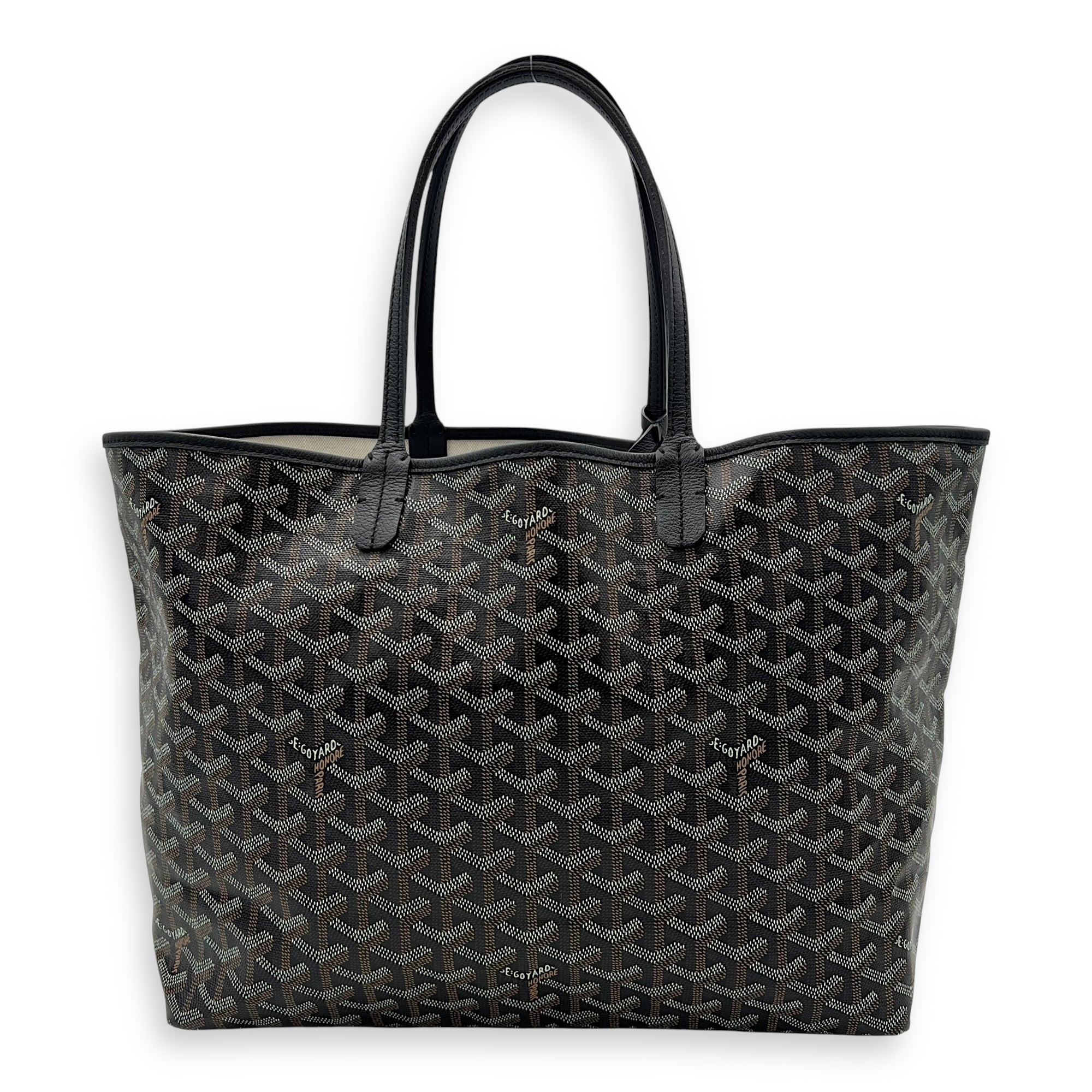 Saint Louis Tote Bag PM Black in Coated Canvas, Silver hardware