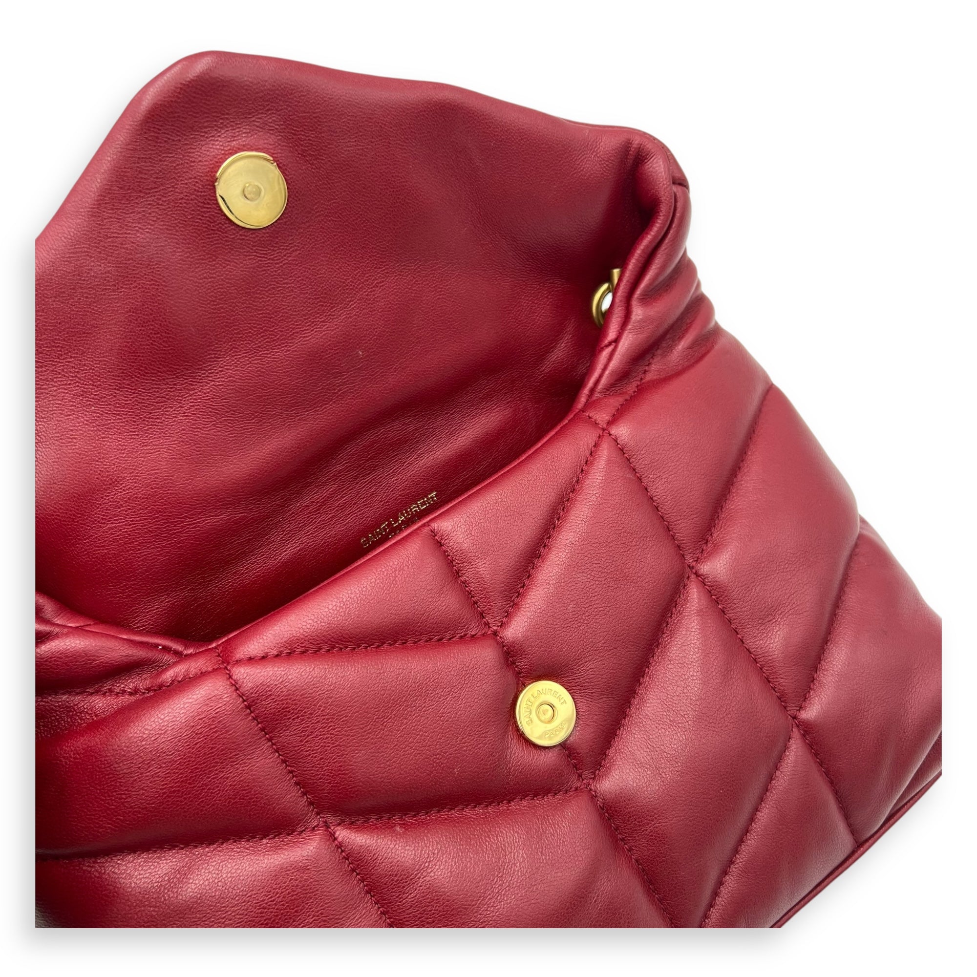 Puffer Mini Red Shoulder Bag in Lambskin, Gold hardware - Image 9