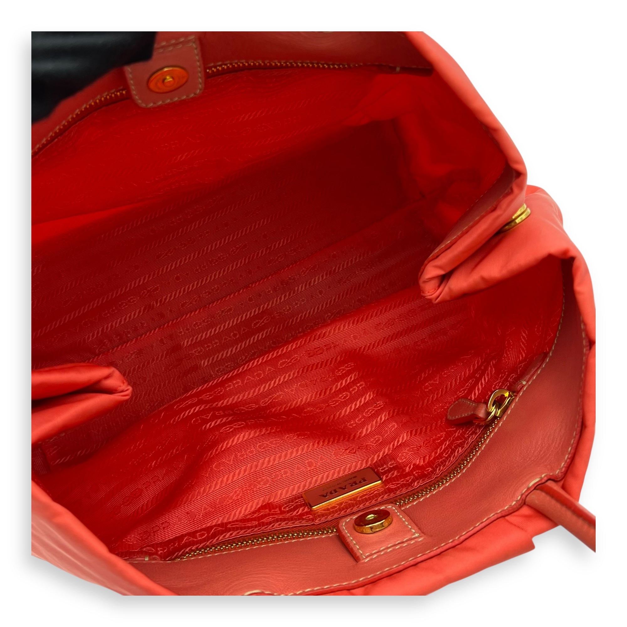 Bow Salmon Top Handle Bag in Nylon, Gold hardware - Image 7