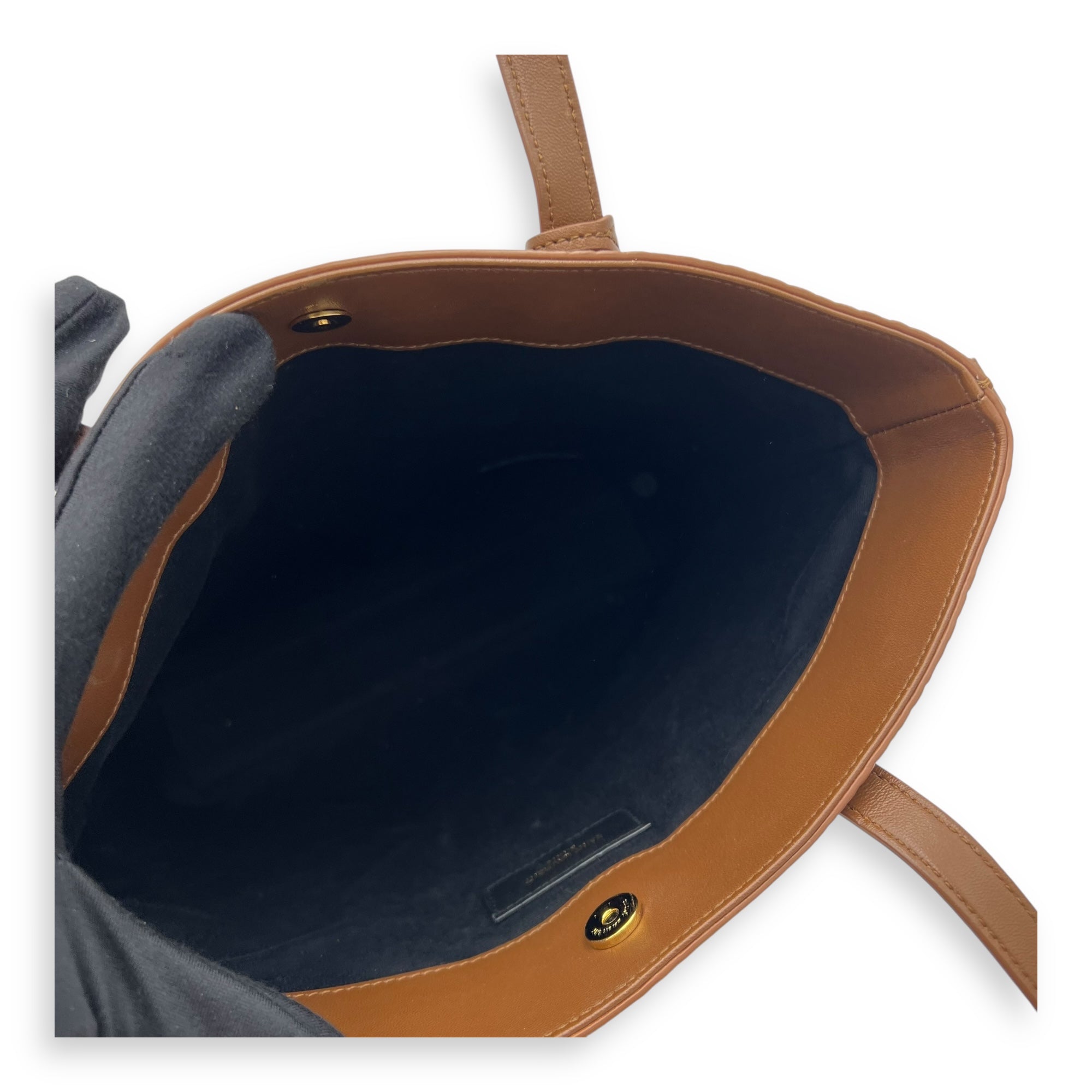 Shopping Tote Bag Brown in Suede Leather, Gold hardware - Image 9