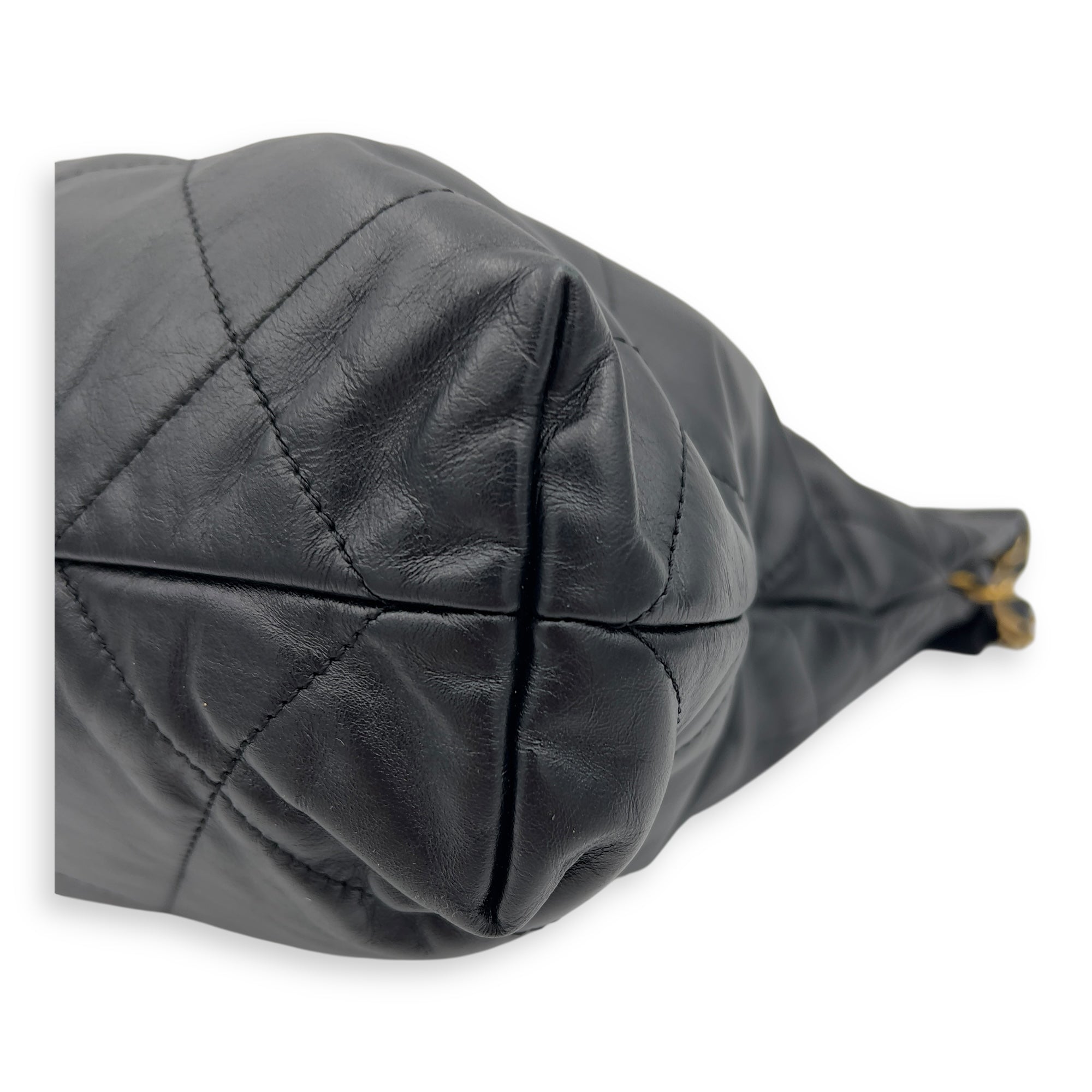 22 Tote Shoulder Bag Small Black in Calfskin, Gold hardware - Image 9