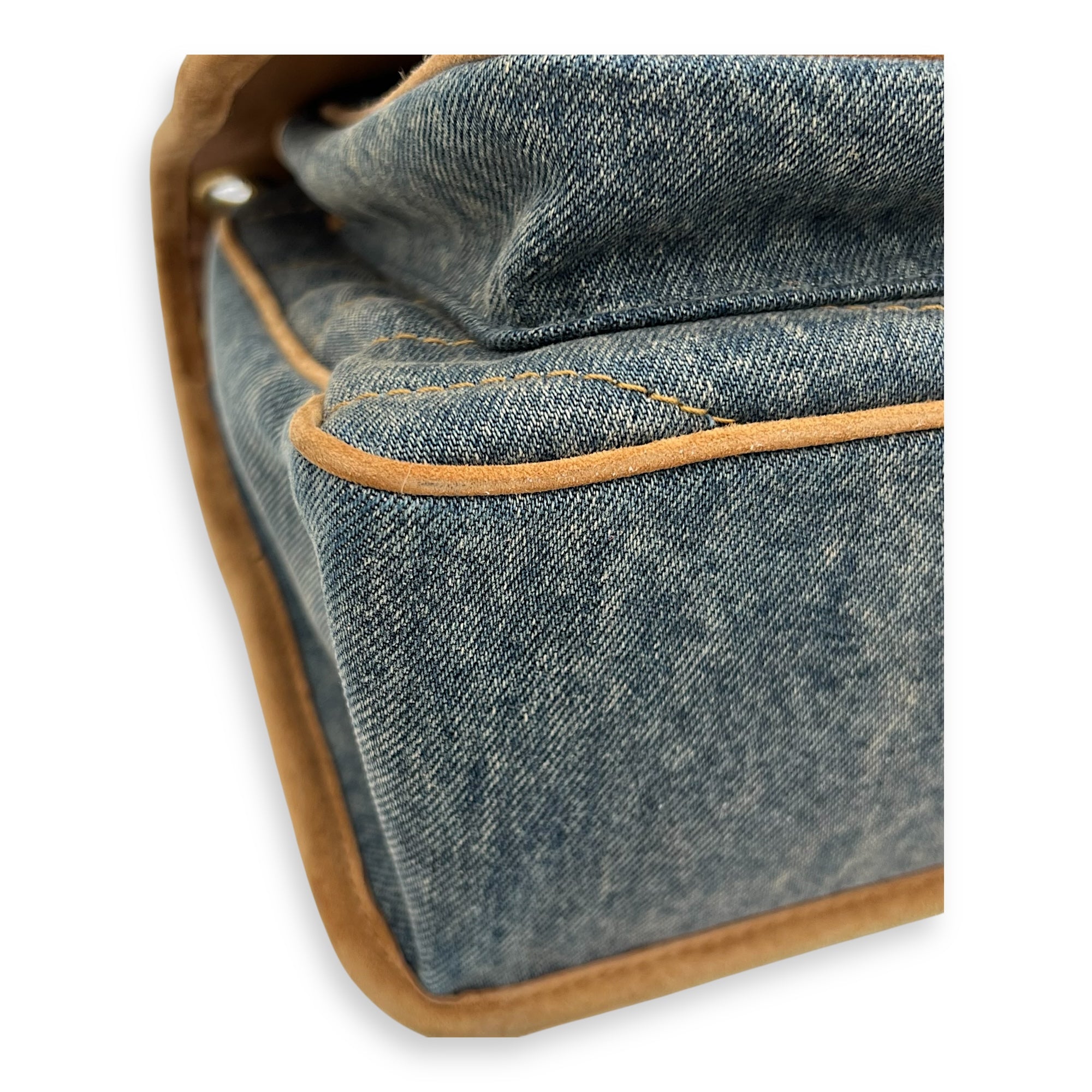 Niki Shoulder Bag Medium Blue in Denim, Gold hardware - Image 8