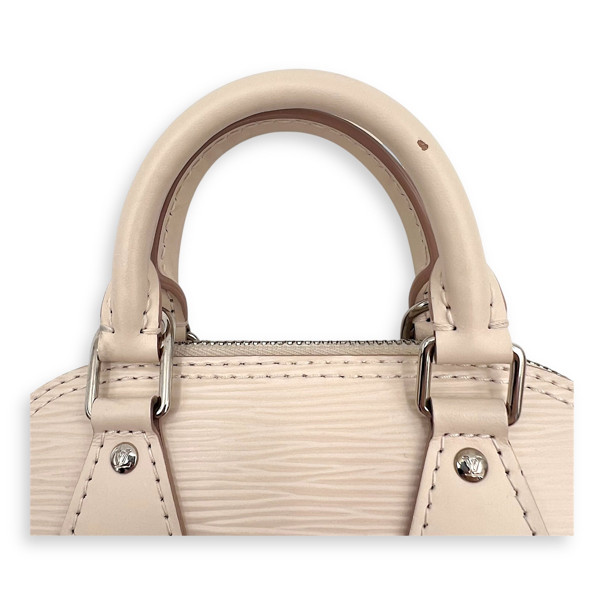 Alma Top Handle Bag Nano White in Epi Leather, Silver hardware - Image 11