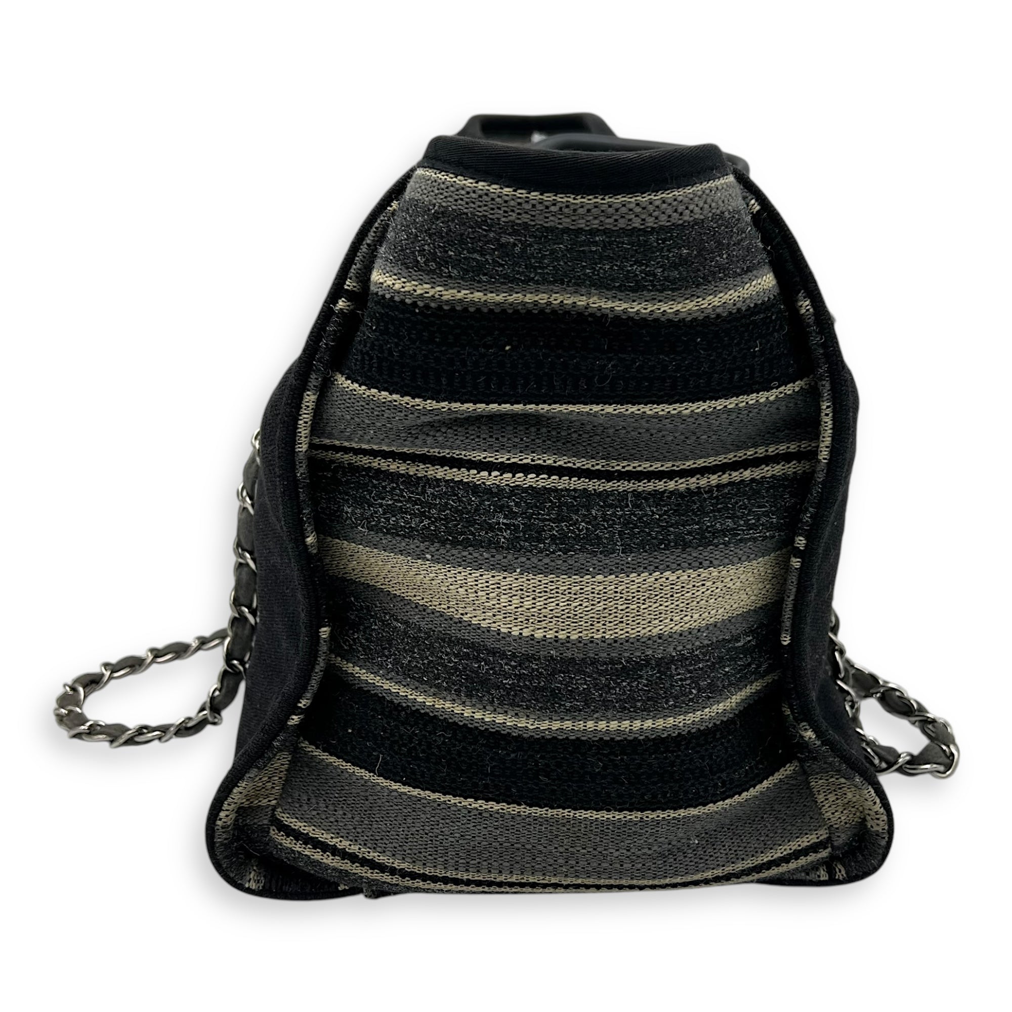 Deauville Tote Bag Black in Canvas, Silver hardware - Image 4