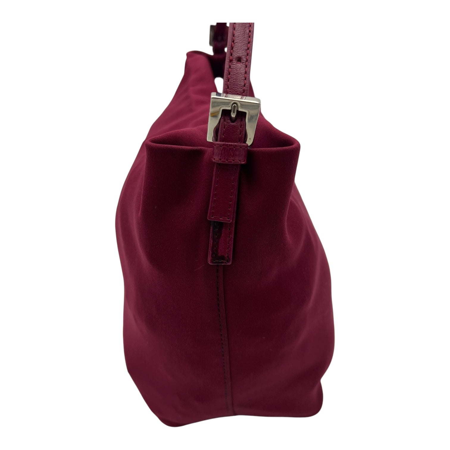 Baguette Shoulder Bag Red in Canvas, Silver hardware - Image 9