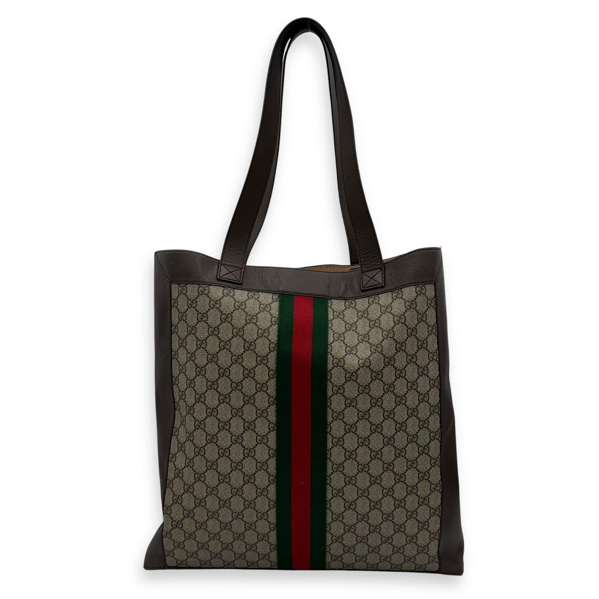 Ophidia Tote Bag Brown in Coated Canvas, Gold hardware - Image 3