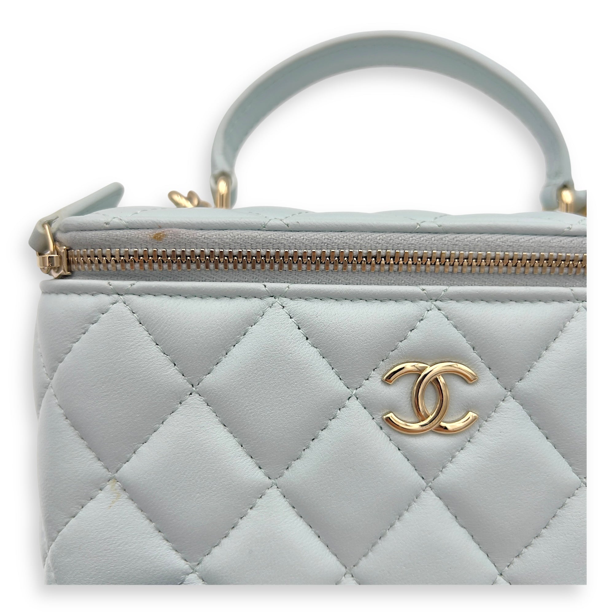 Vanity Crossbody Bag Blue in Lambskin, Gold hardware - Image 10