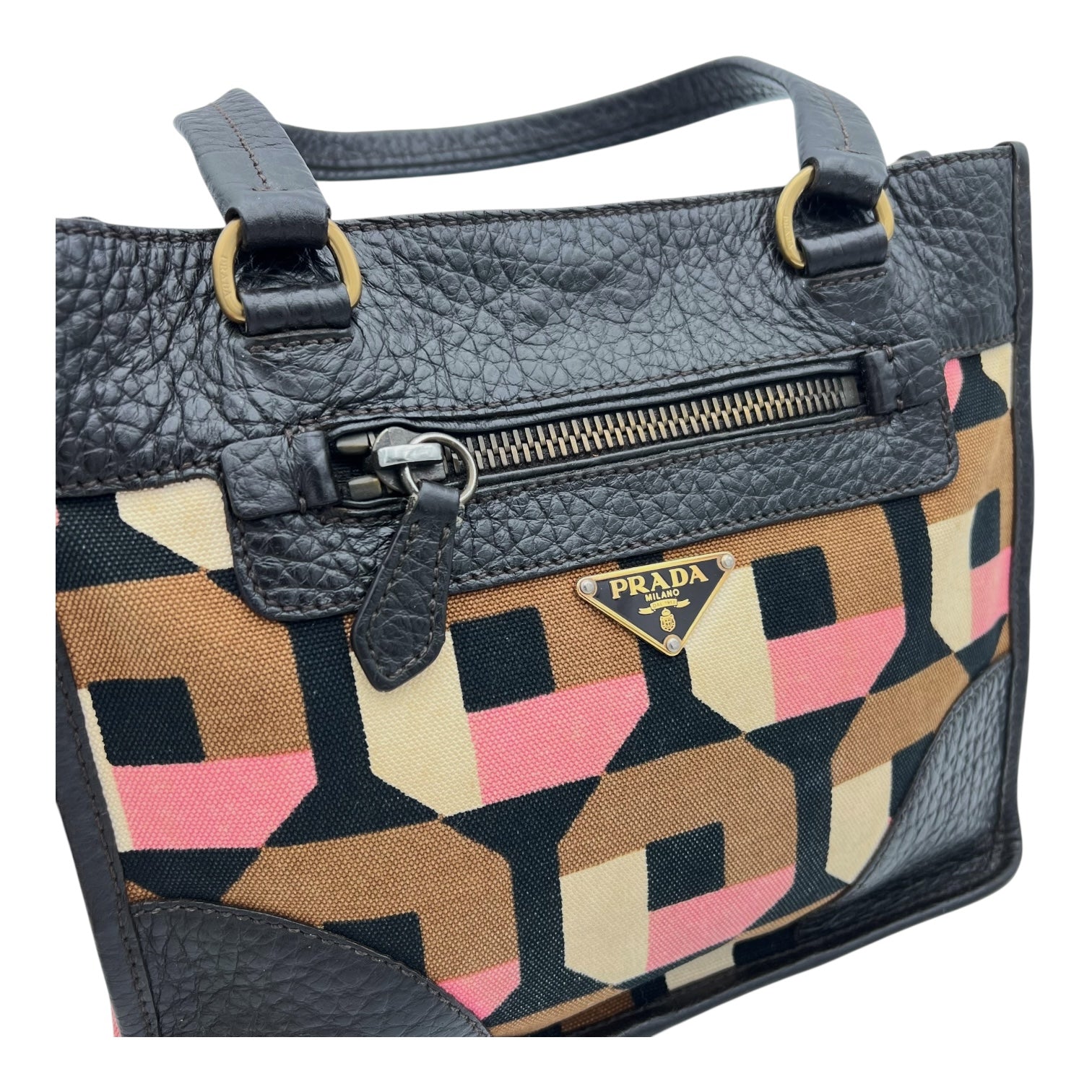 Logo Multi-colour Top Handle Bag in Canvas, Gold hardware - Image 10